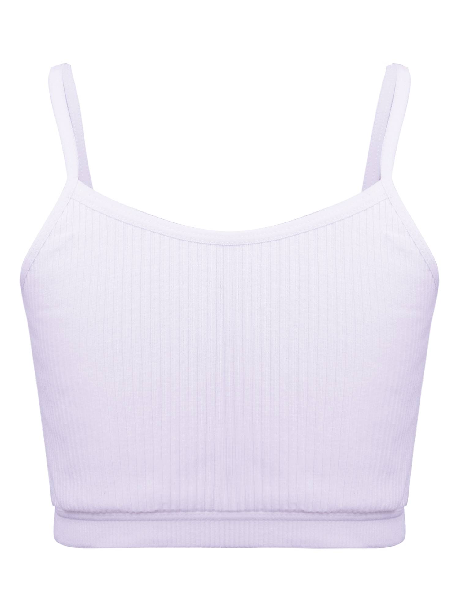 Kids Girls Ribbed Spaghetti Straps Crop Top Solid Sport Camisole