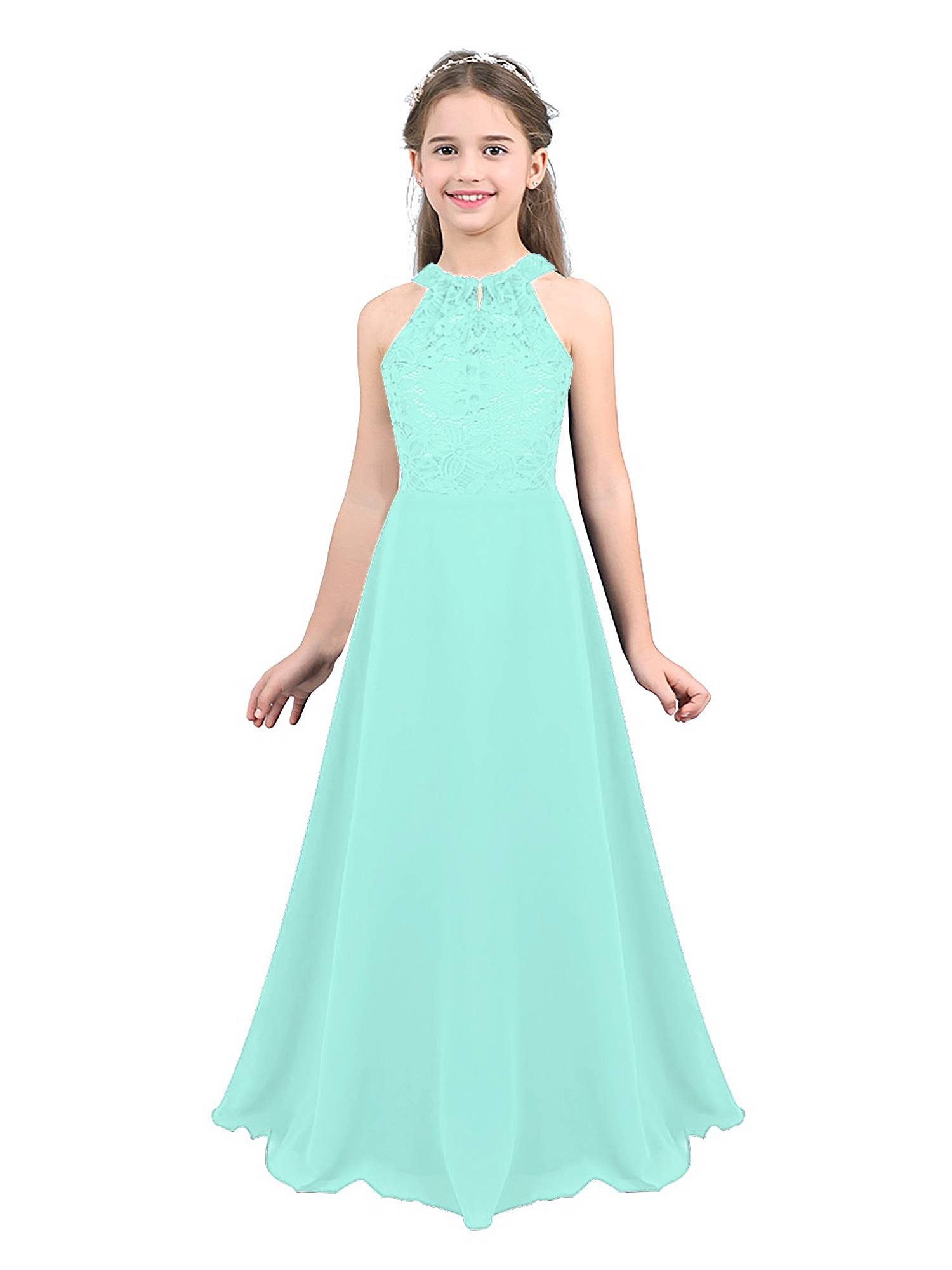 Kids Girls Back Hollowing Maxi Party Wedding Dress