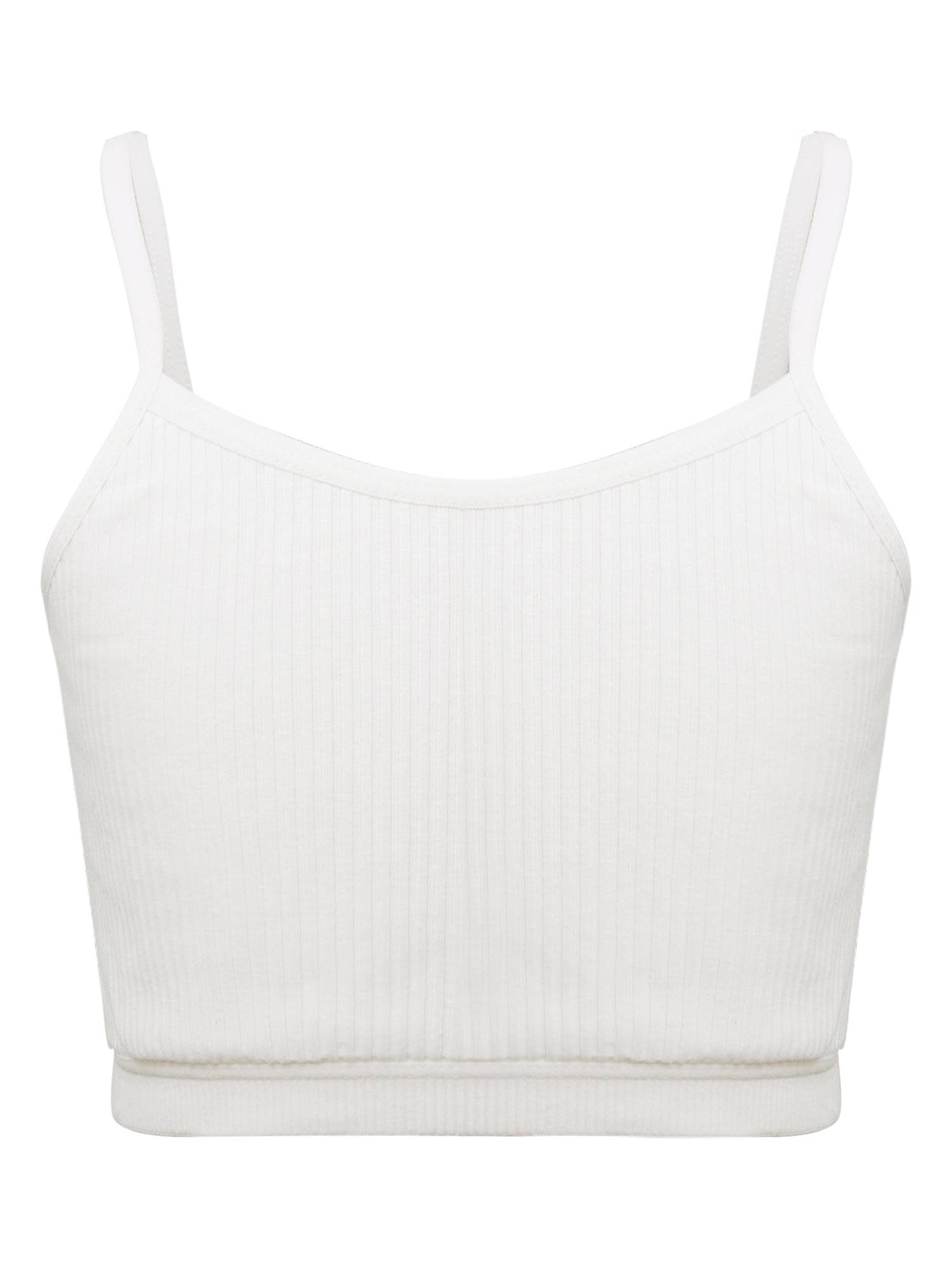 Kids Girls Ribbed Spaghetti Straps Crop Top Solid Sport Camisole