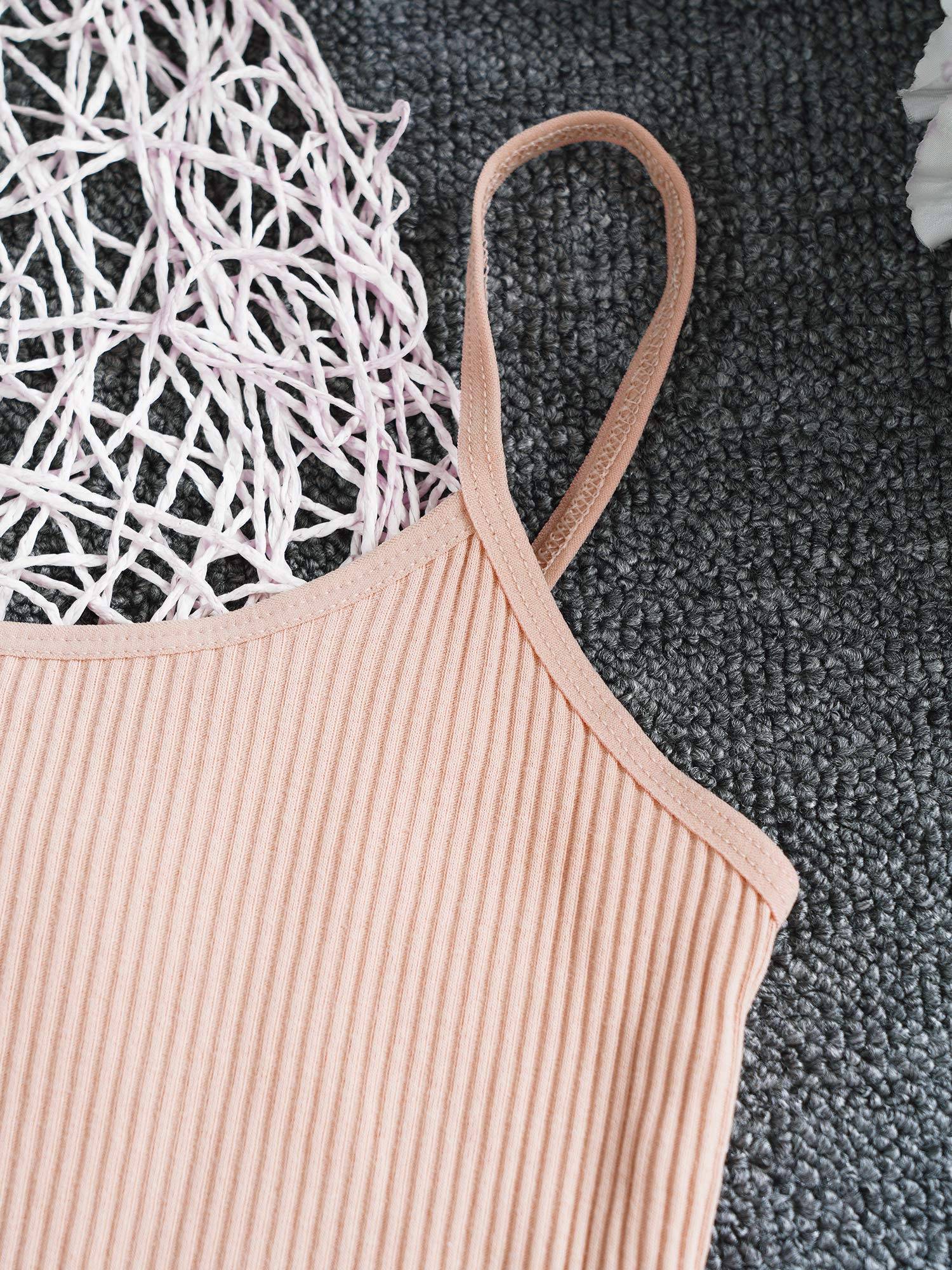 Kids Girls Ribbed Spaghetti Straps Crop Top Solid Sport Camisole