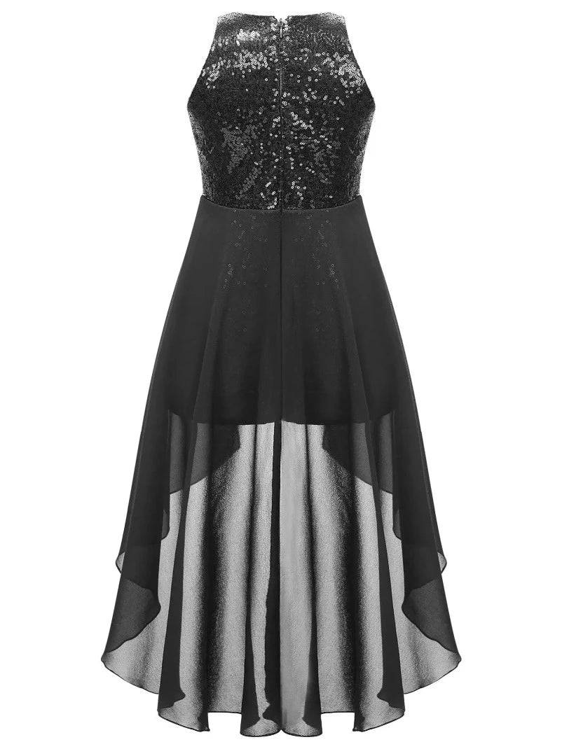 Kids Girls Sleeveless Sparkly Sequin Jumpsuit Dress