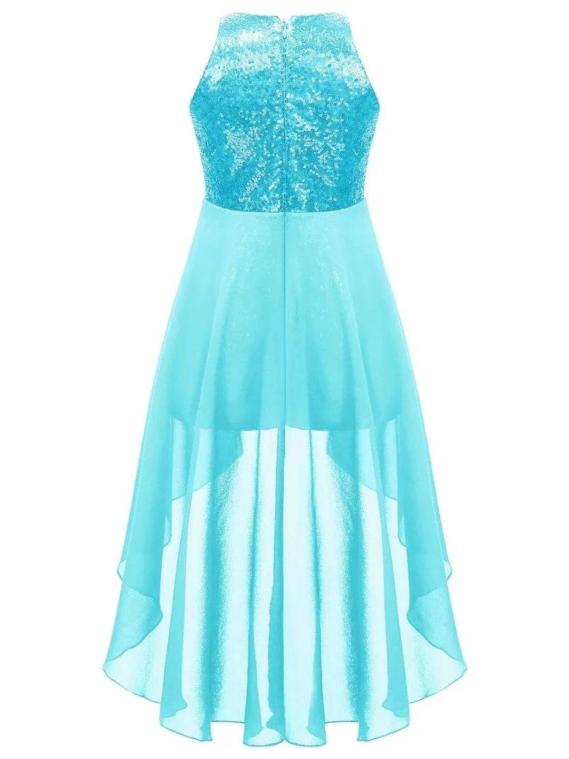 Kids Girls Sleeveless Sparkly Sequin Jumpsuit Dress