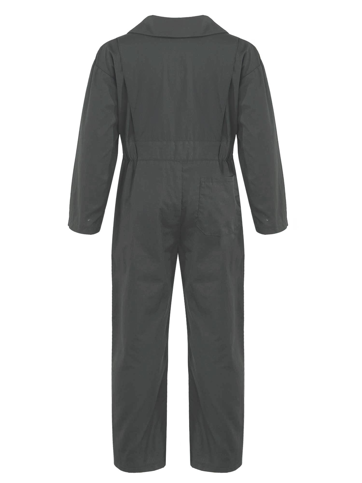 Kids Boys Long Sleeve Zipper Solid Color Coverall Casual Jumpsuit