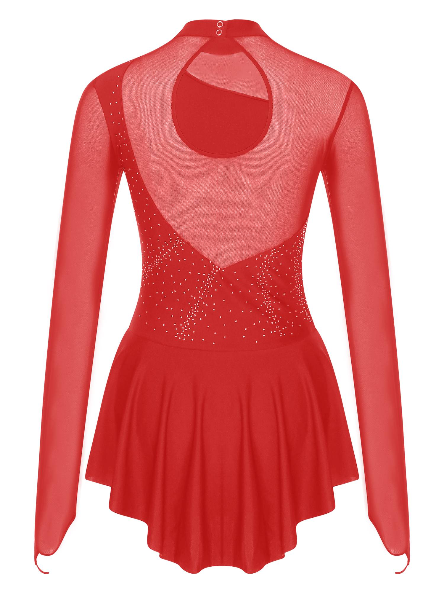 Women Glitter Rhinestone Dress Figure Skating Dance Leotard Dress