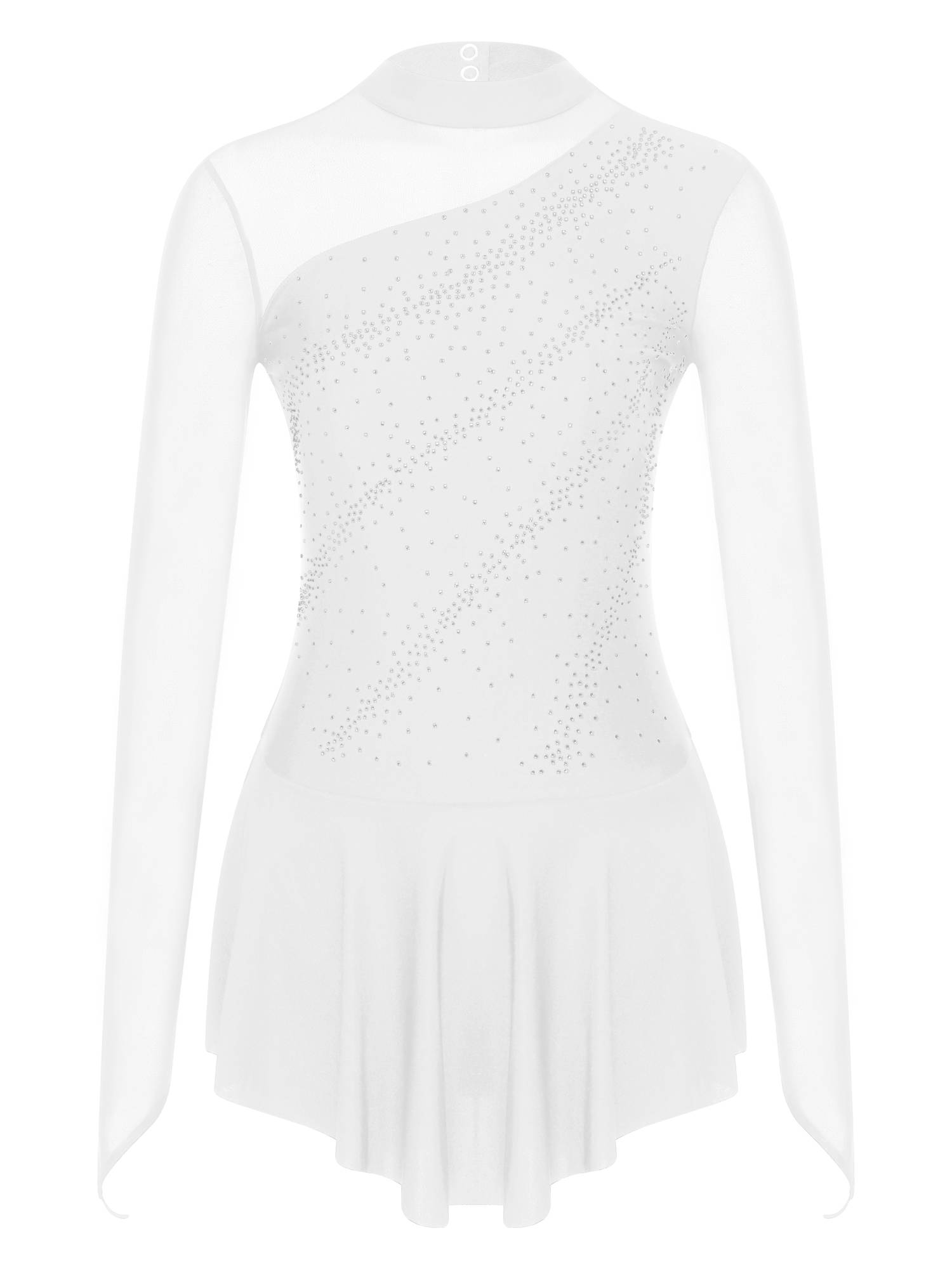 Women Glitter Rhinestone Dress Figure Skating Dance Leotard Dress