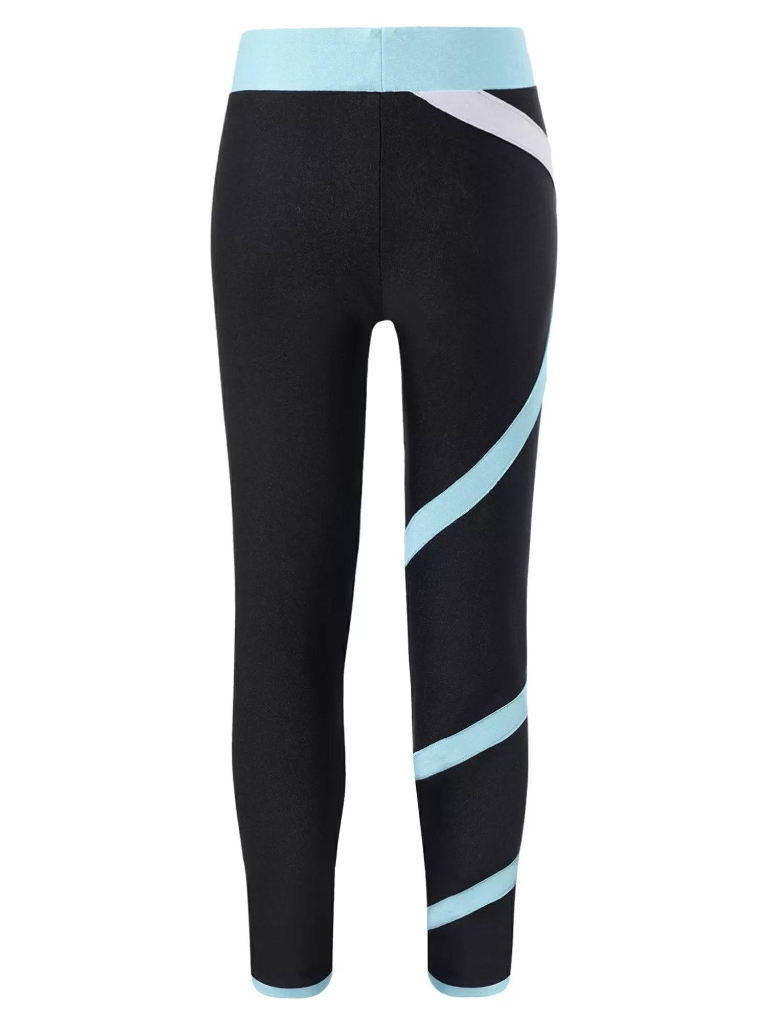 Kids Girls Close-fitting Stretchy Ice Skating Pants Sport Leggings