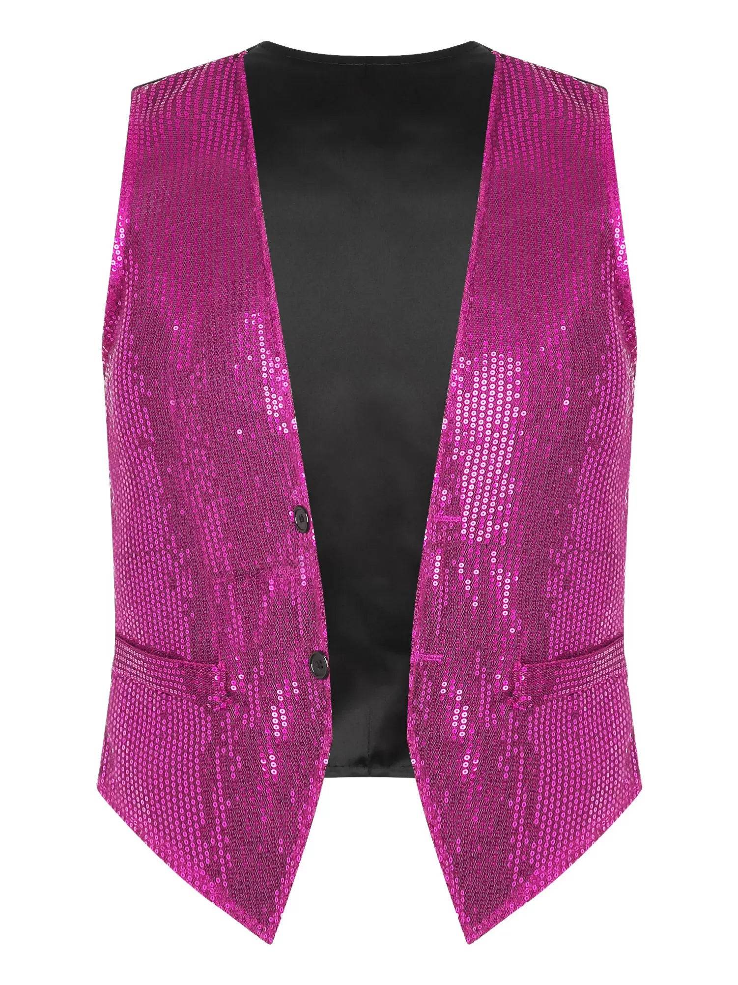 Adults Sparkling Sequin Vest Sleeveless Waistcoat Jazz Dance Tops