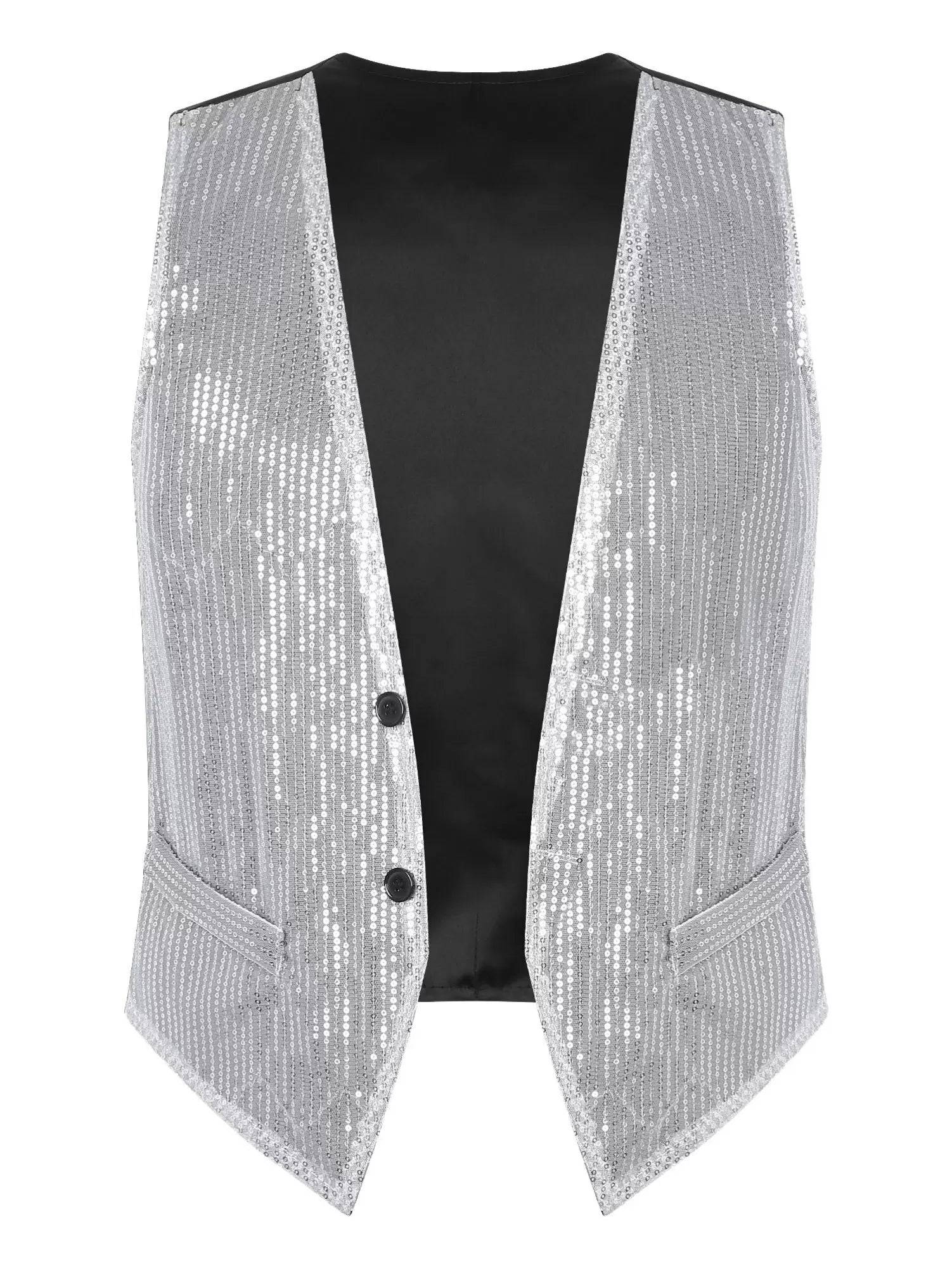 Adults Sparkling Sequin Vest Sleeveless Waistcoat Jazz Dance Tops