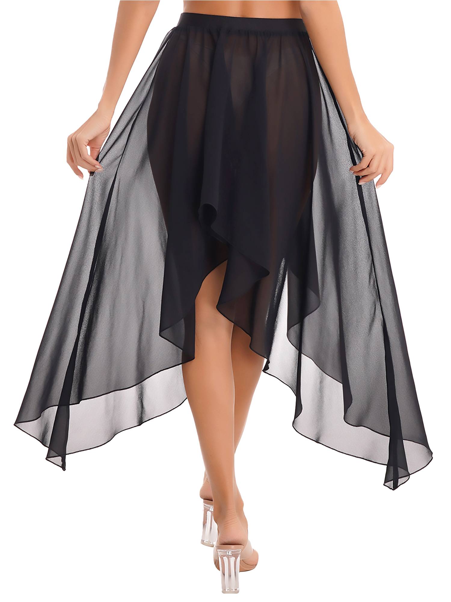 Women Semi See Through Asymmetrical Belly Dance Skirt