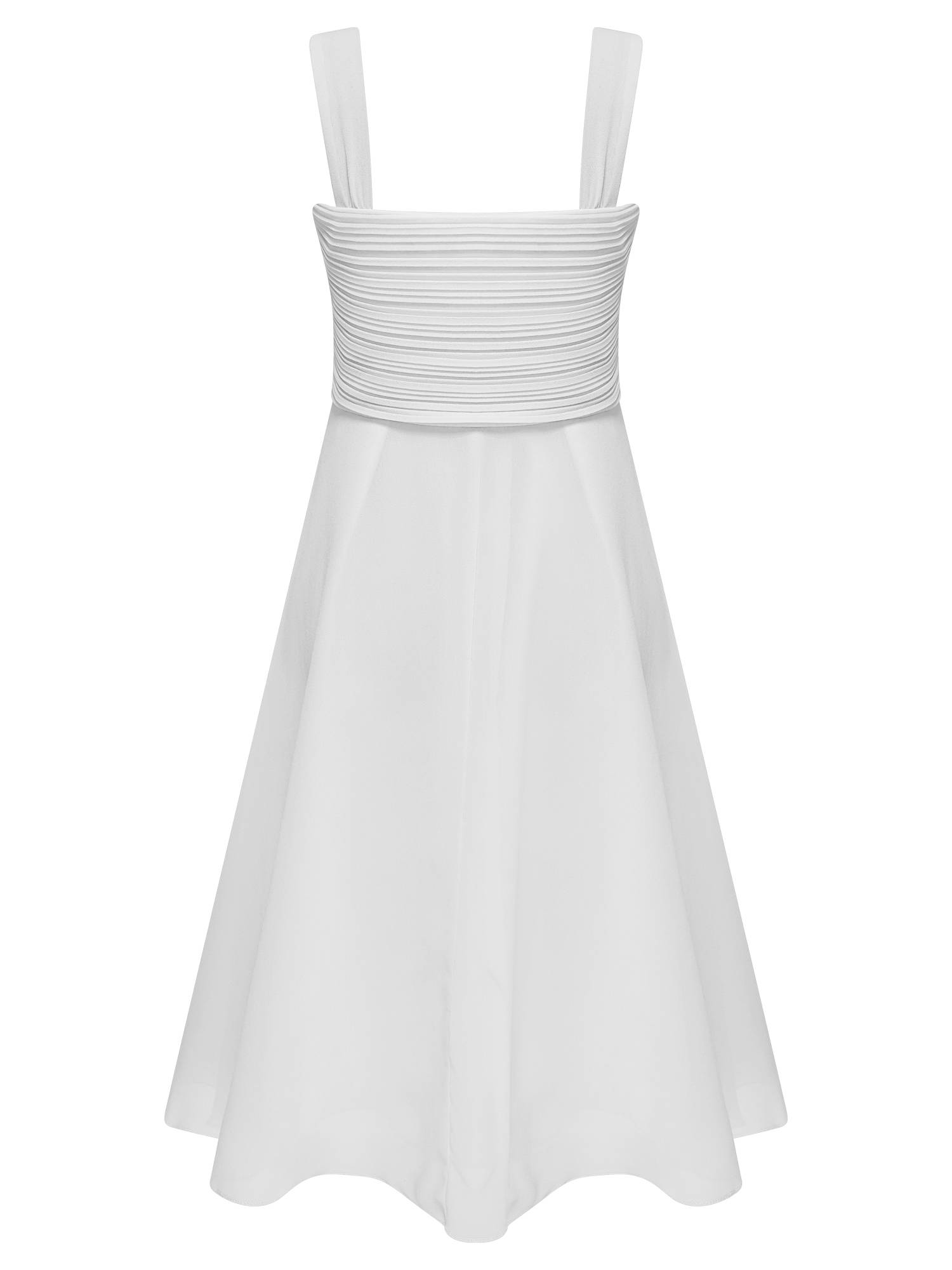 Kids Girls V Neck Sleeveless Ruched Bodice Chiffon Junior Bridesmaid Dress