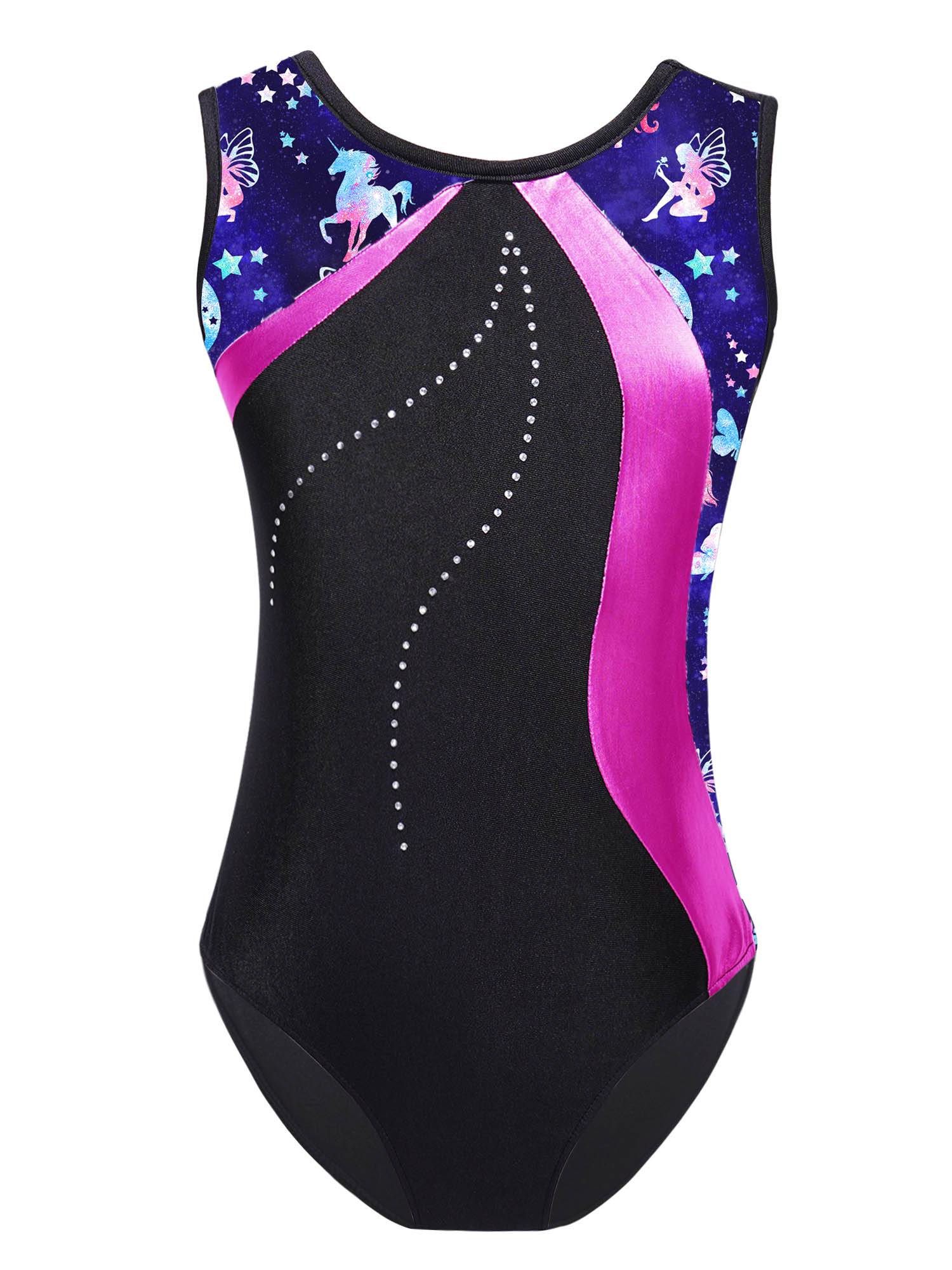 Kids Girls Sleeveless Gymnastics Training Leotard