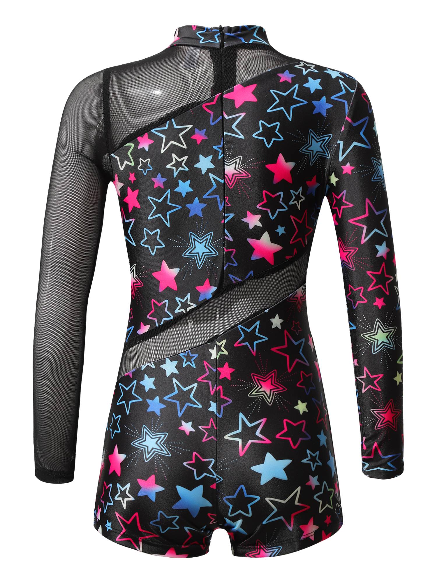 Kids Girls Mock Neck Long Sleeves Gym Jumpsuit