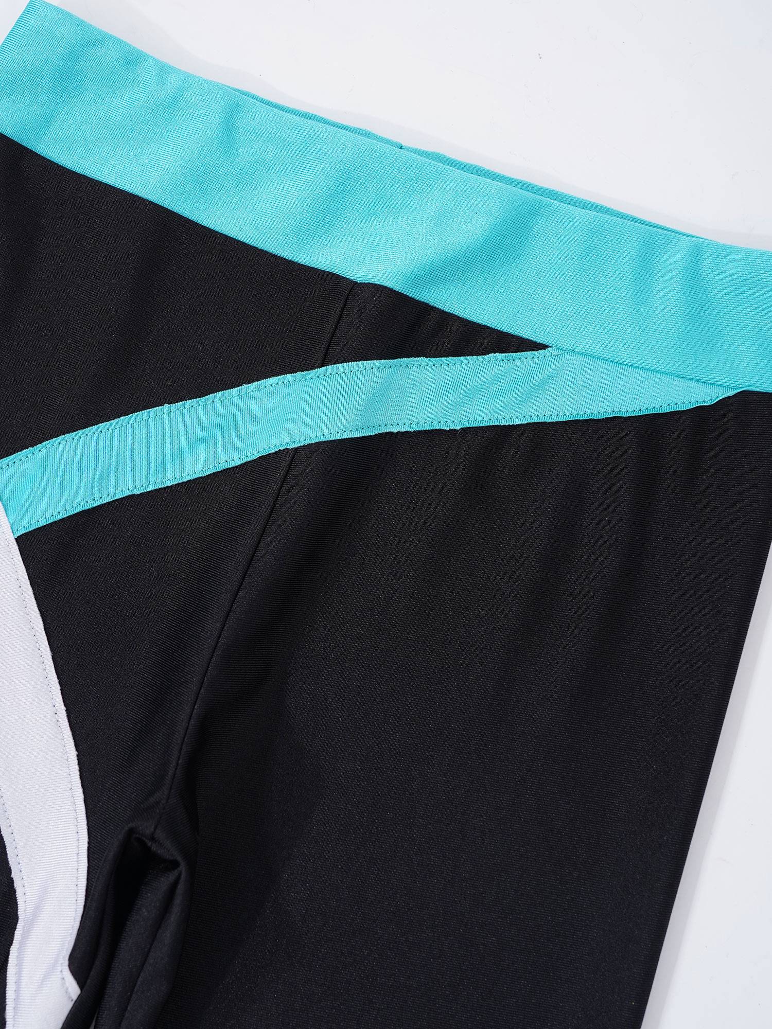 Kids Girls 2pcs Long Sleeves Crop Top and Colorblock Leggings Sports Set