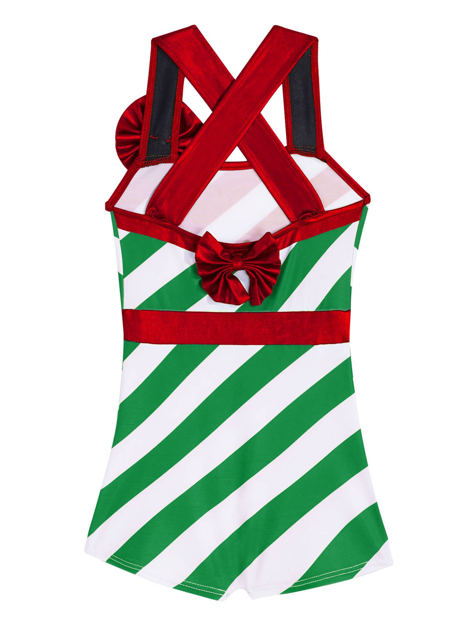 Kids Girls Christmas Sleeveless Stripes Print High Waist Tank Jumpsuit