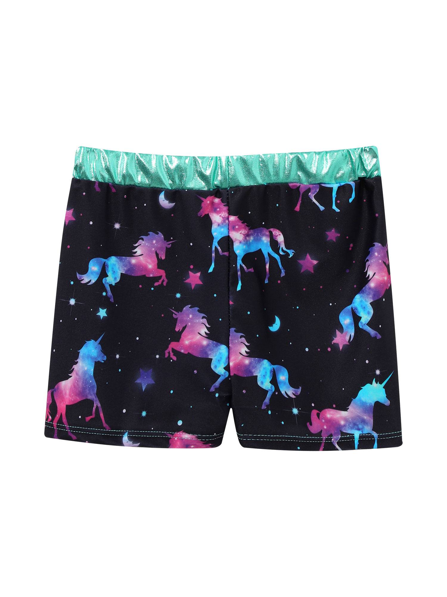 Kids Girls 2pcs Unicorn Rainbow Printed Gymnastics Dance Sets