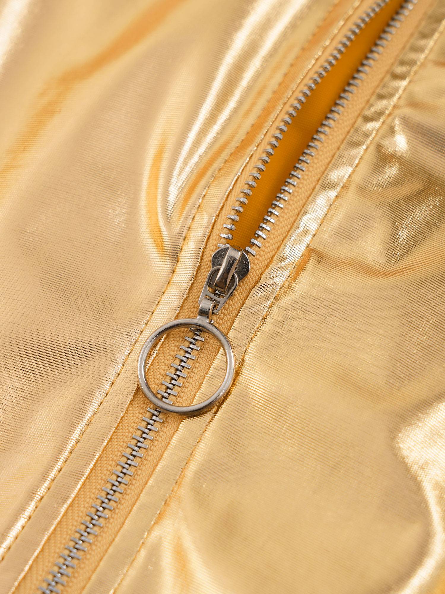 Kids Girls Glossy Long Sleeve Zipper Jacket Coat