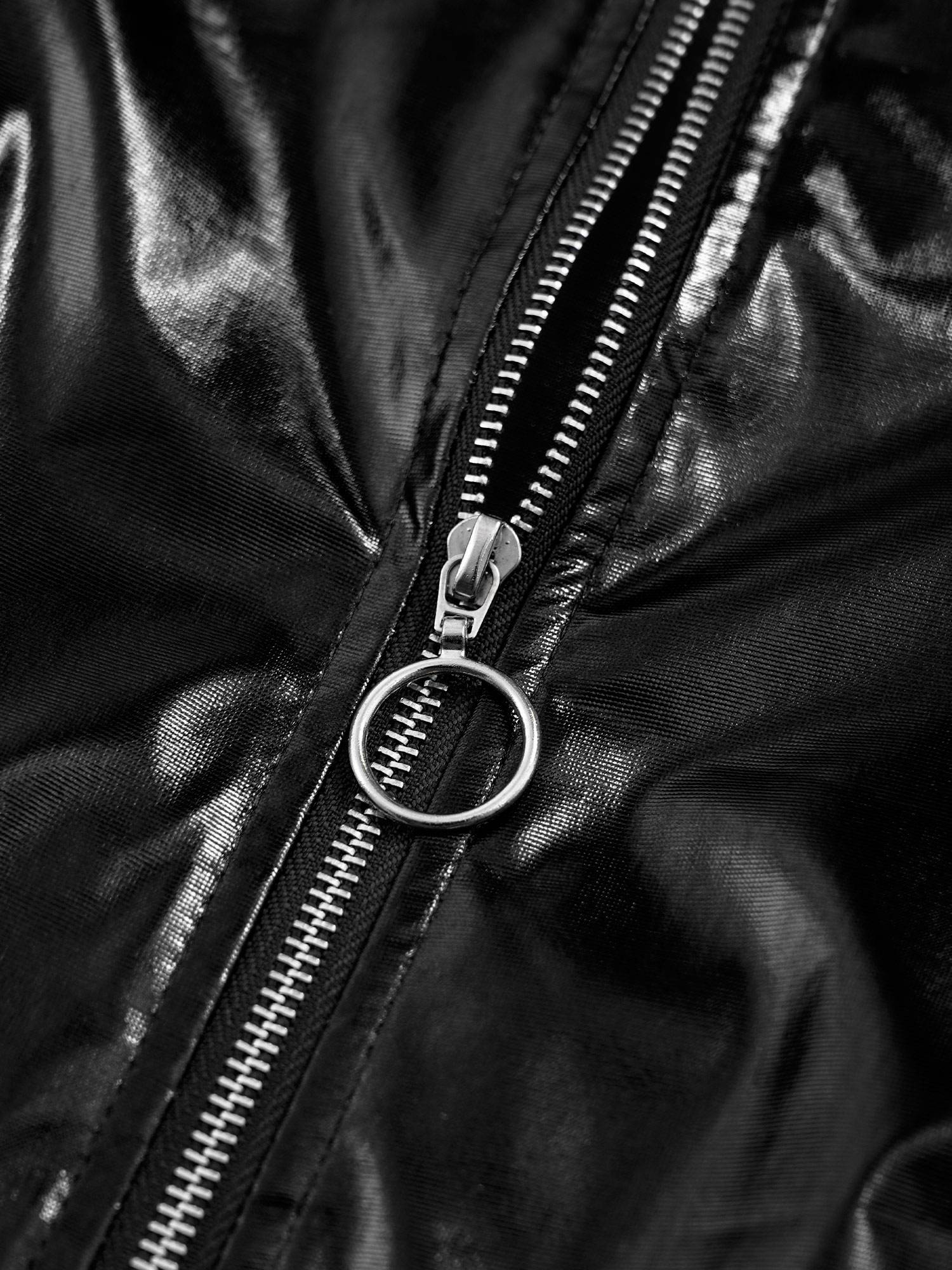 Kids Girls Glossy Long Sleeve Zipper Jacket Coat