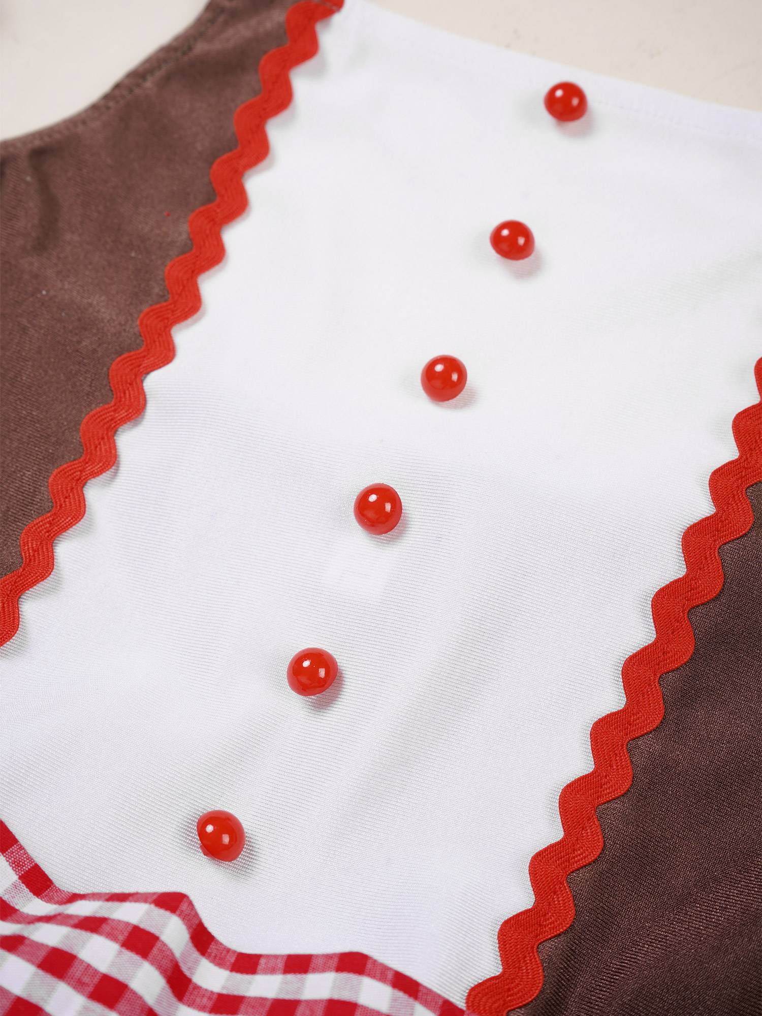 Kids Girls Halter Neck Christmas Gingerbread Dress with Removable Apron