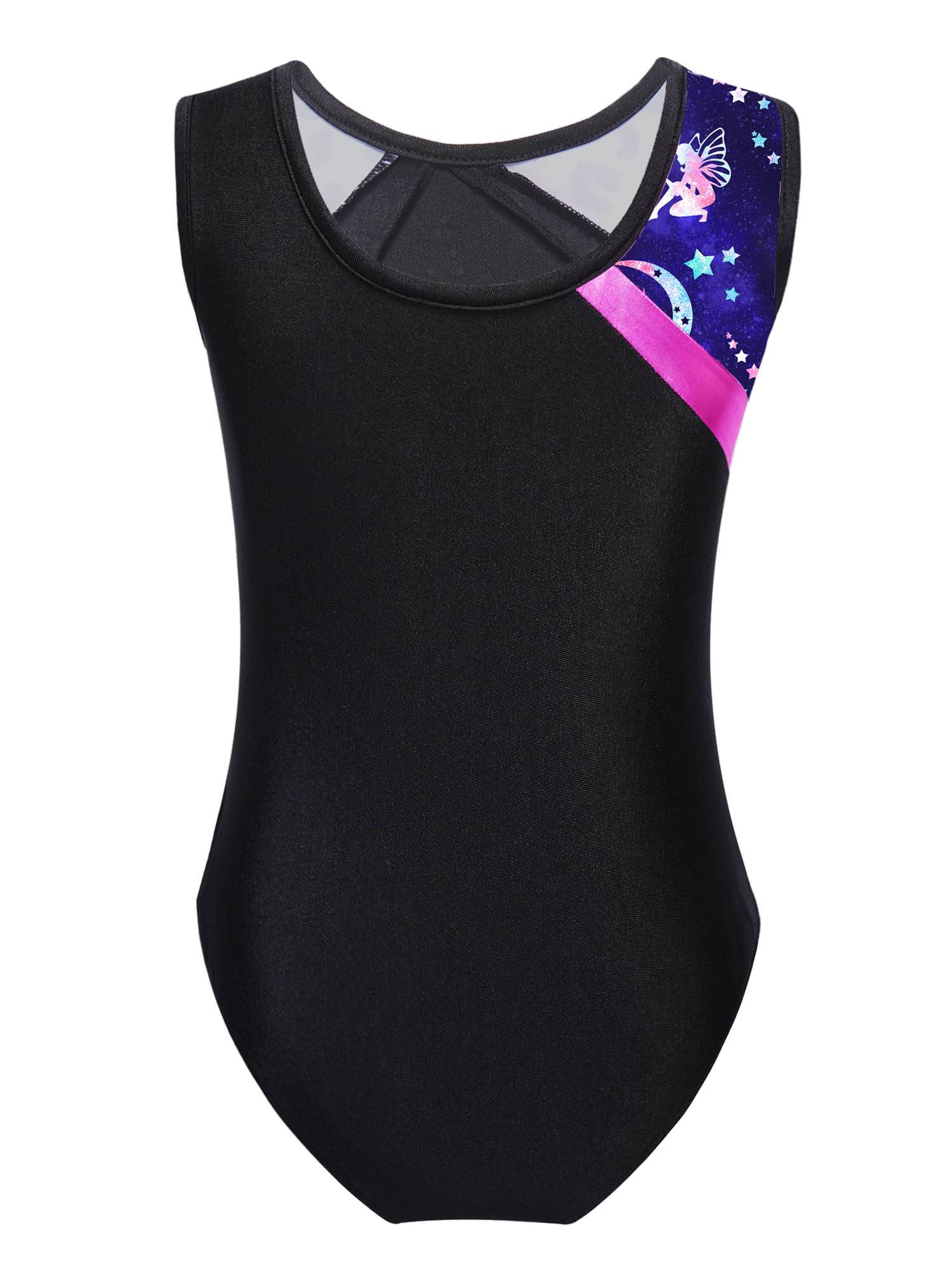 Kids Girls 2pcs Sleeveless Gymnastics Leotard with Shorts Set