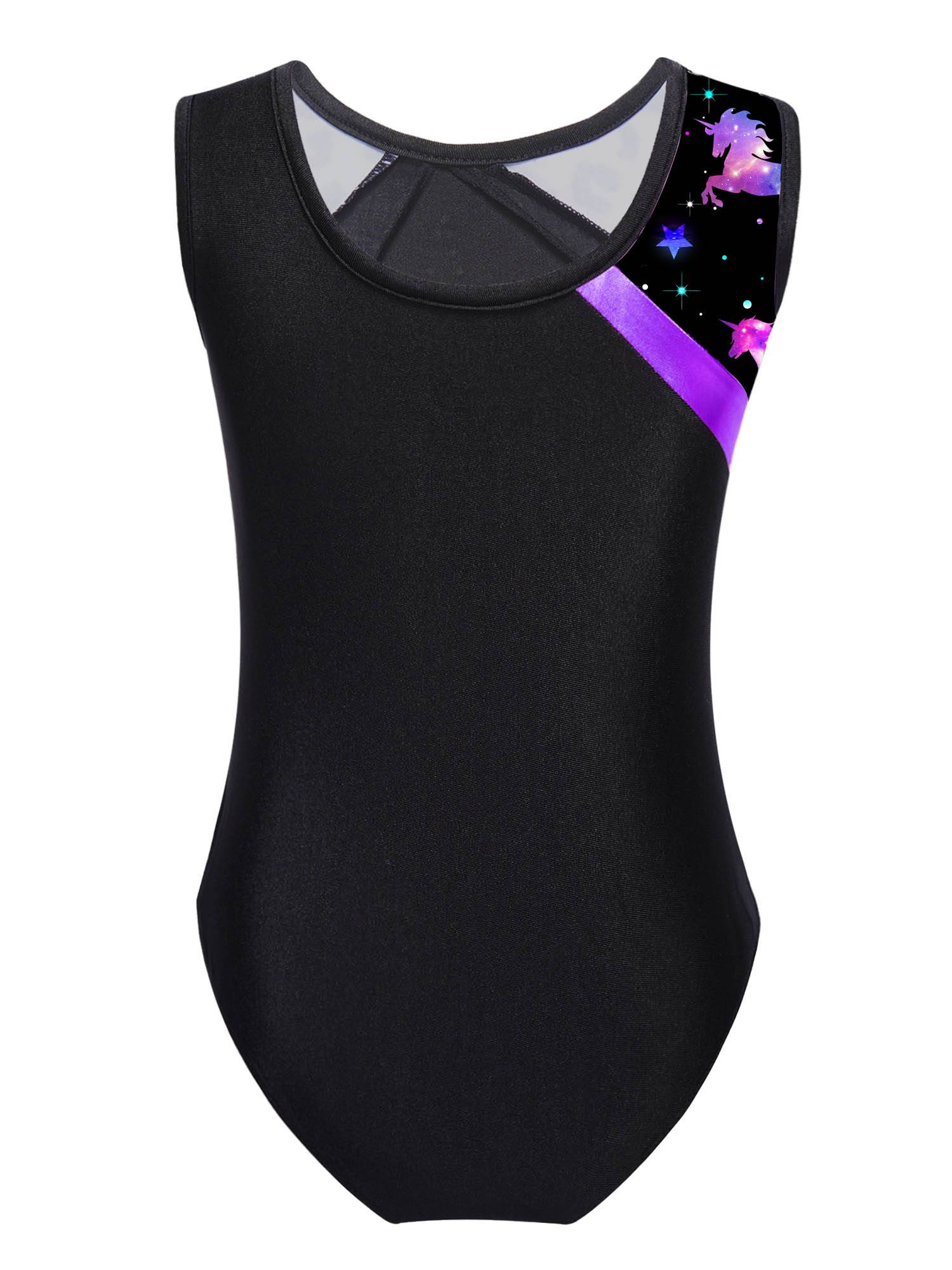 Kids Girls 2pcs Sleeveless Gymnastics Leotard with Shorts Set