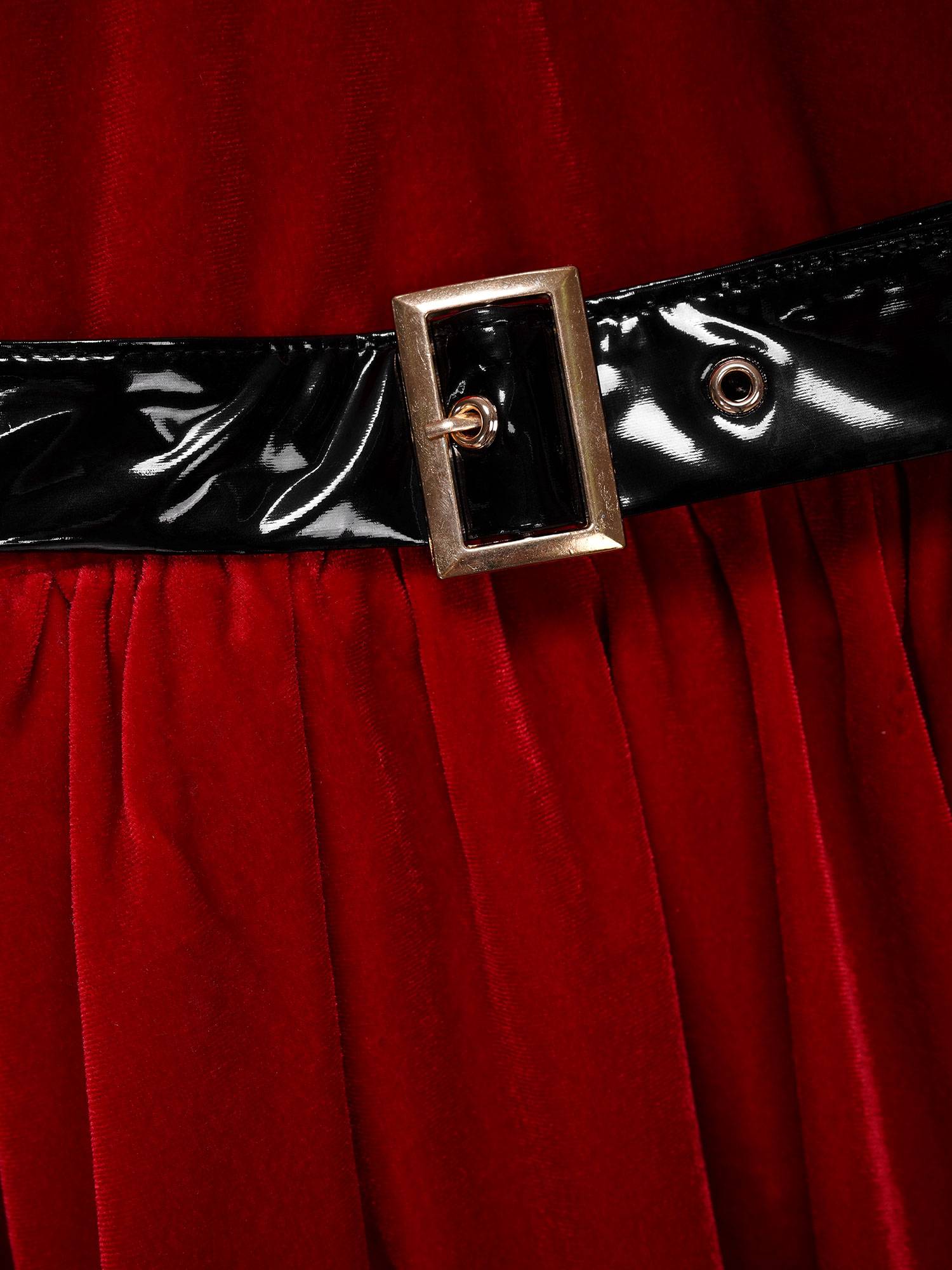 Kids Girls Christmas Long Sleeve Hooded Velvet Dress with Belt