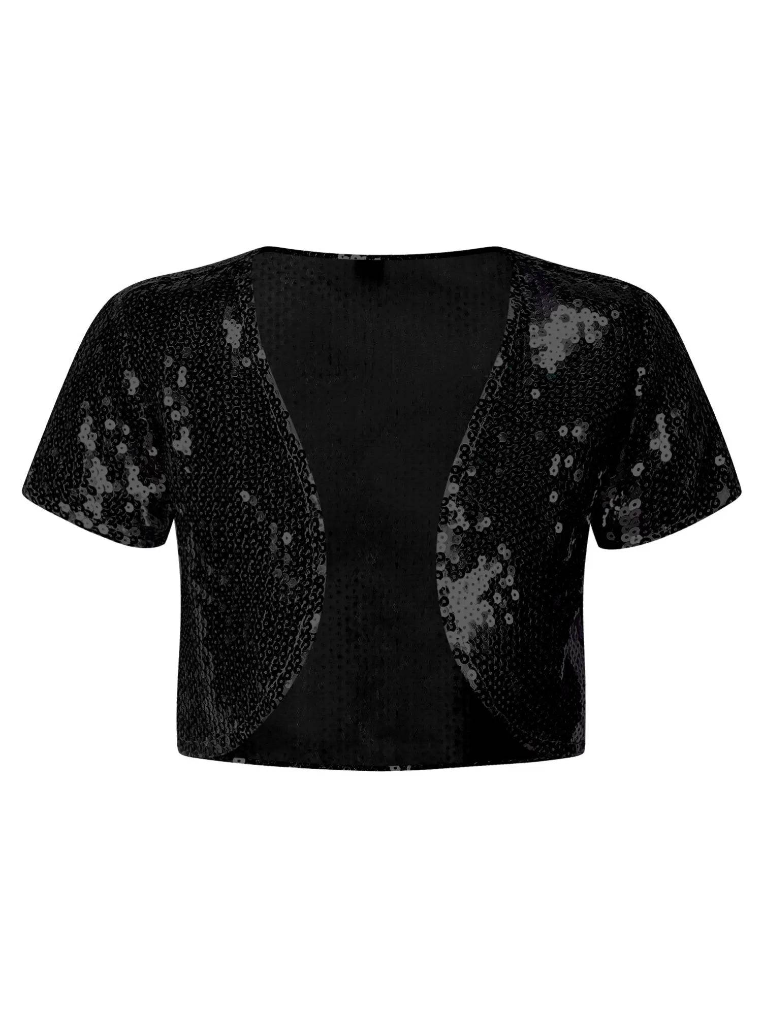 Kids Girls Sequin Bolero Open Front Cardigan