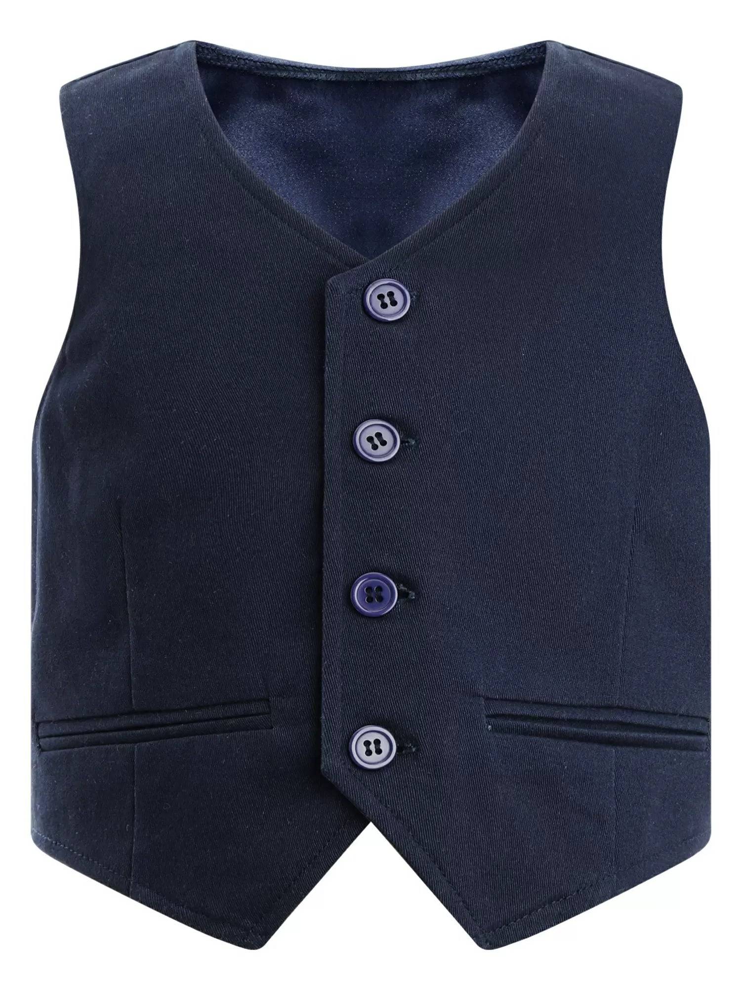 Kids Boys Solid Front Button Waistcoat Formal Vest