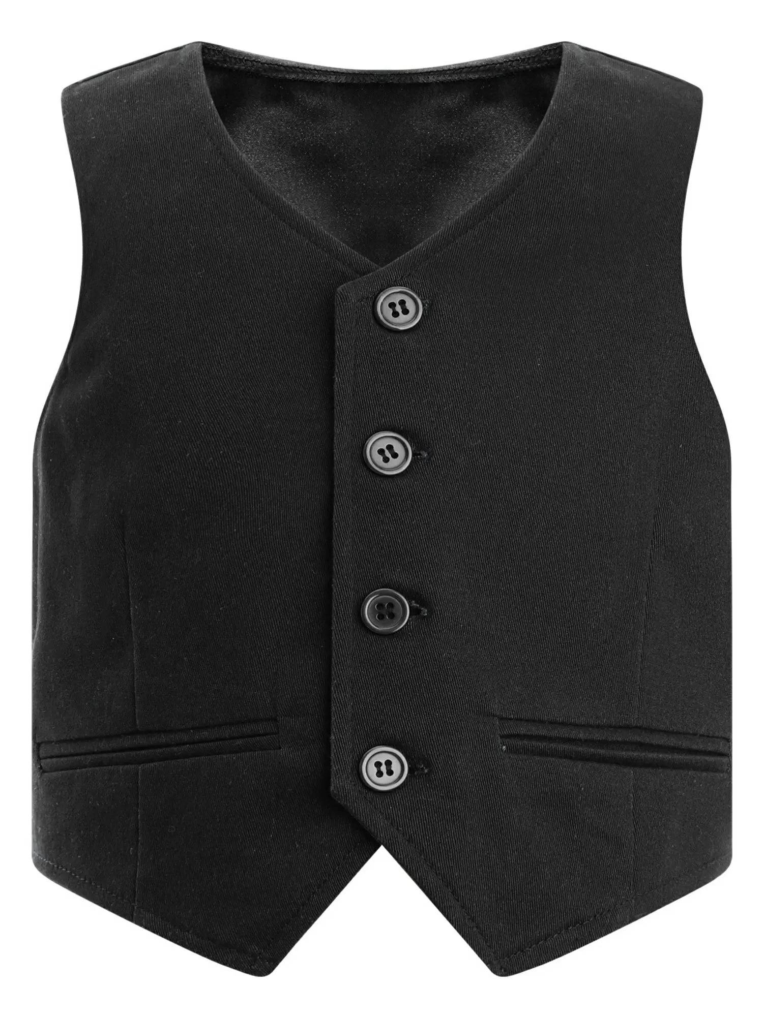 Kids Boys Solid Front Button Waistcoat Formal Vest