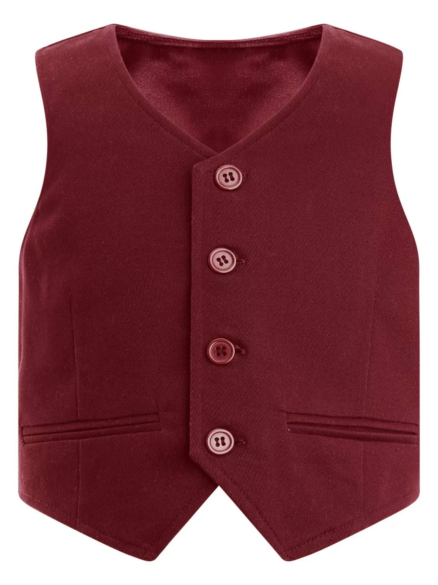 Kids Boys Solid Front Button Waistcoat Formal Vest