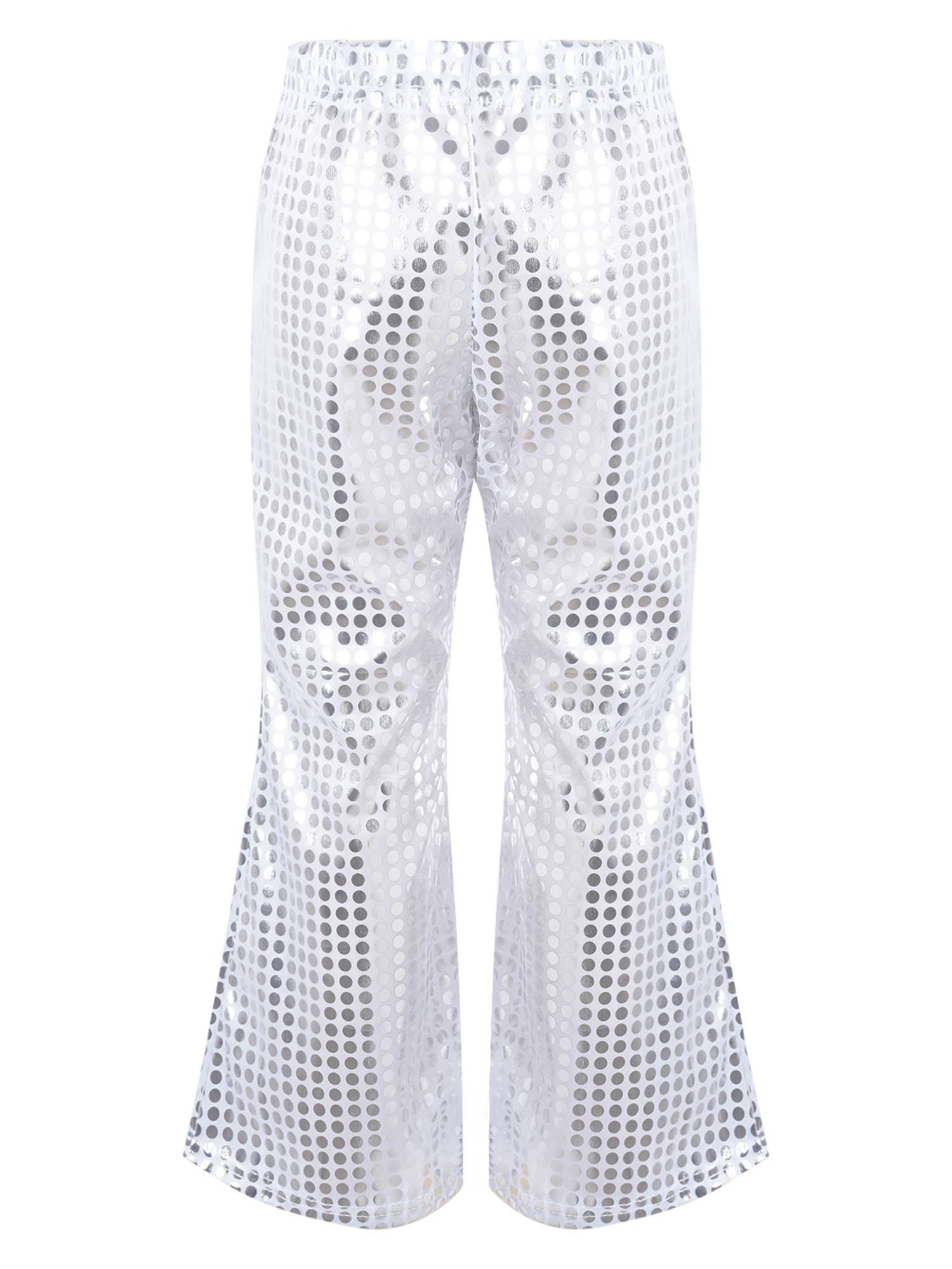 Kids Shiny Sequins Flared Jazz Pants Stage Performance Pants