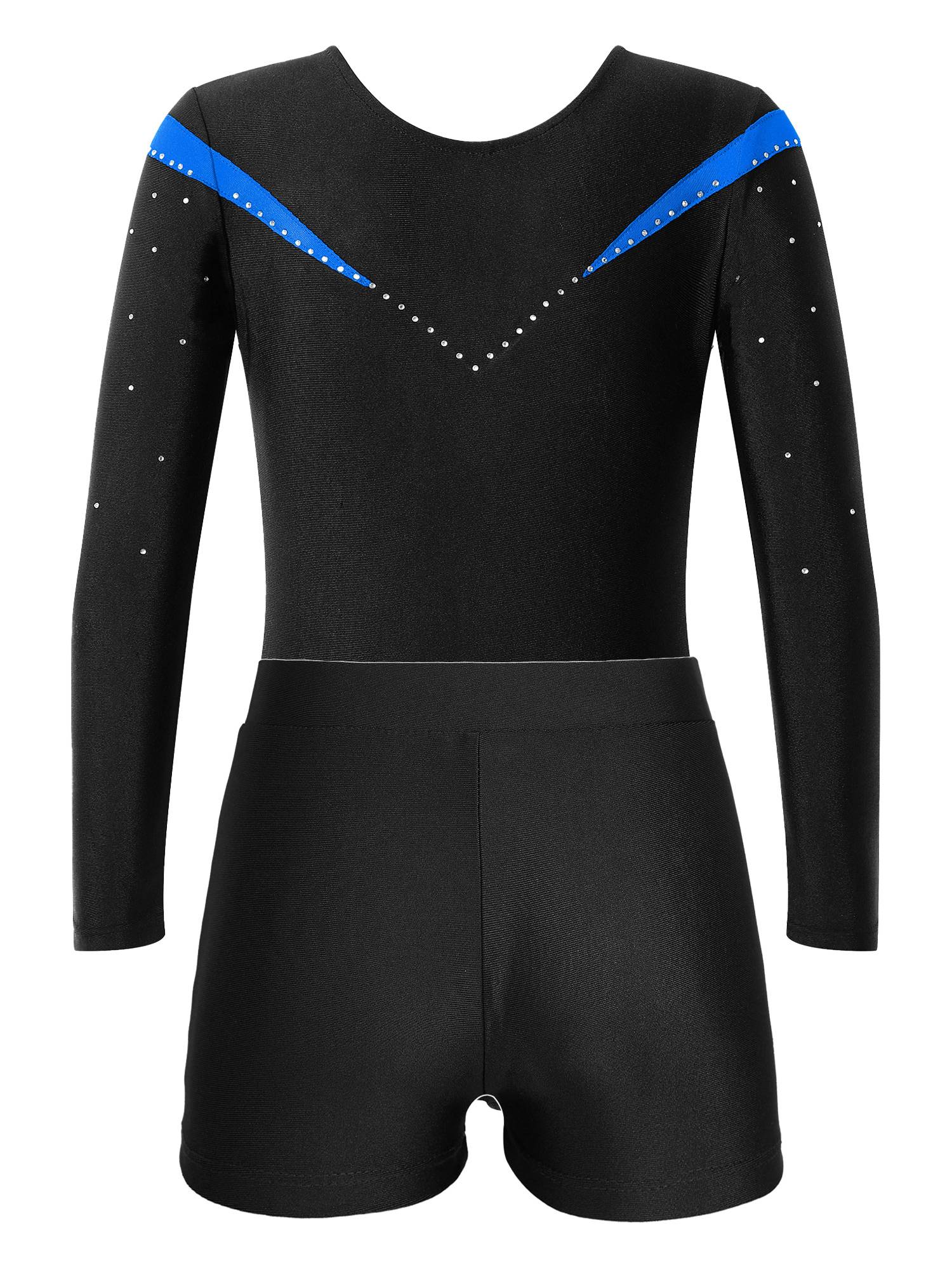 Kids Girls 2pcs Long Sleeve Slim Fit Leotard and Shorts Gymnastics Set