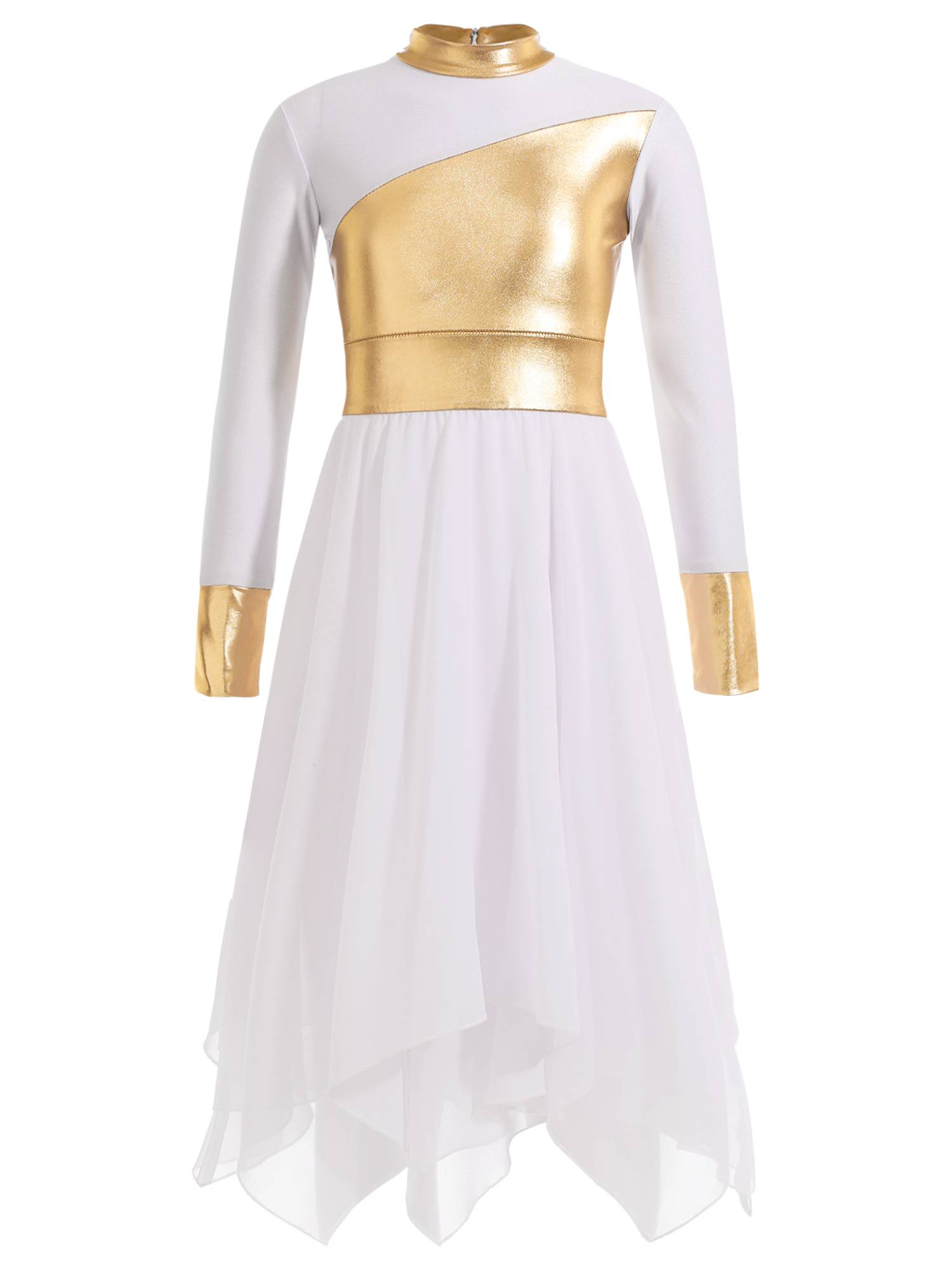 Kid Girl Long Sleeve Praise Worship Dance Dress (Pettico Not Included)