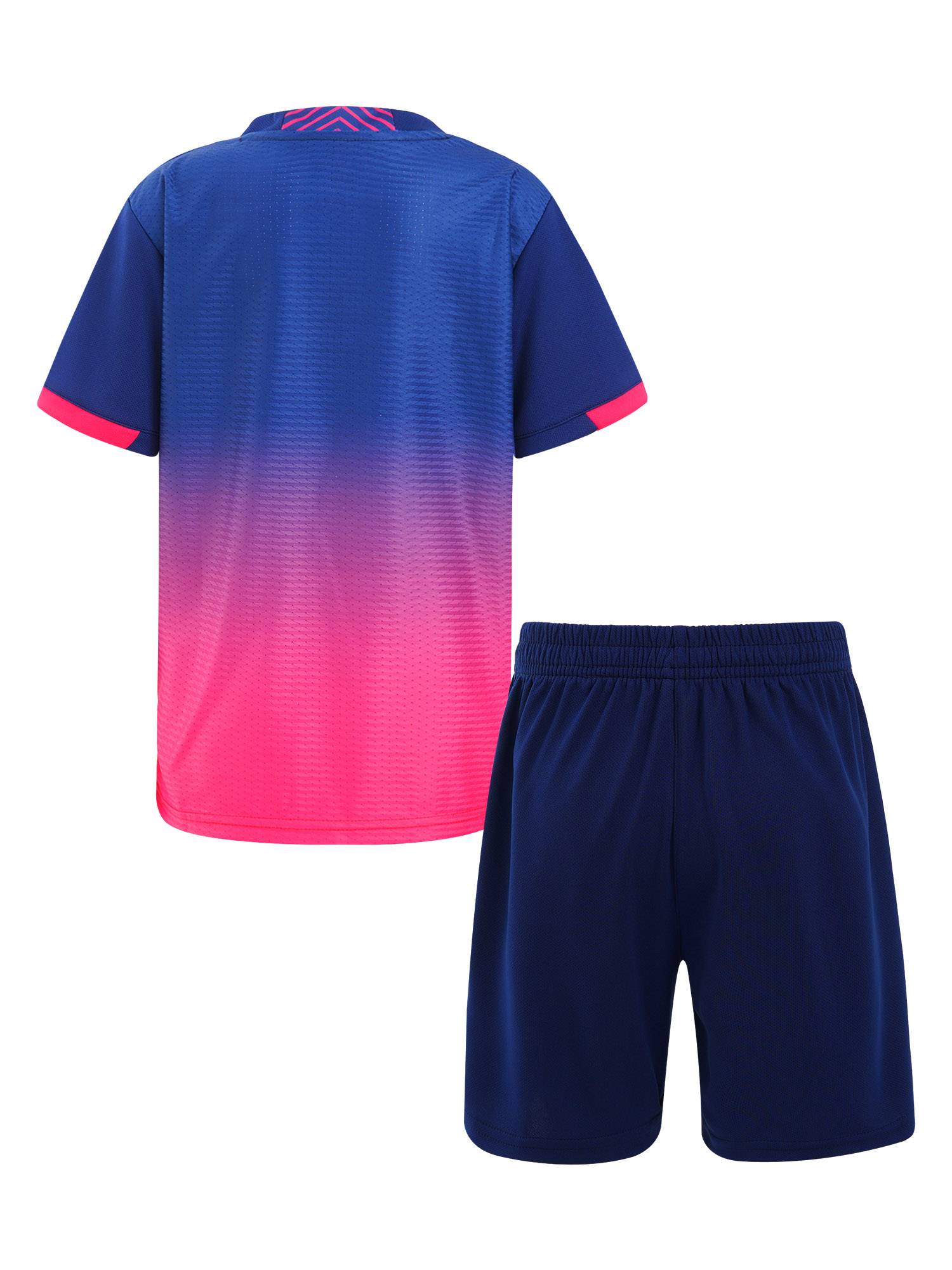 Kids Boys Two Pieces Football Outfits Gradient T-Shirt and Shorts