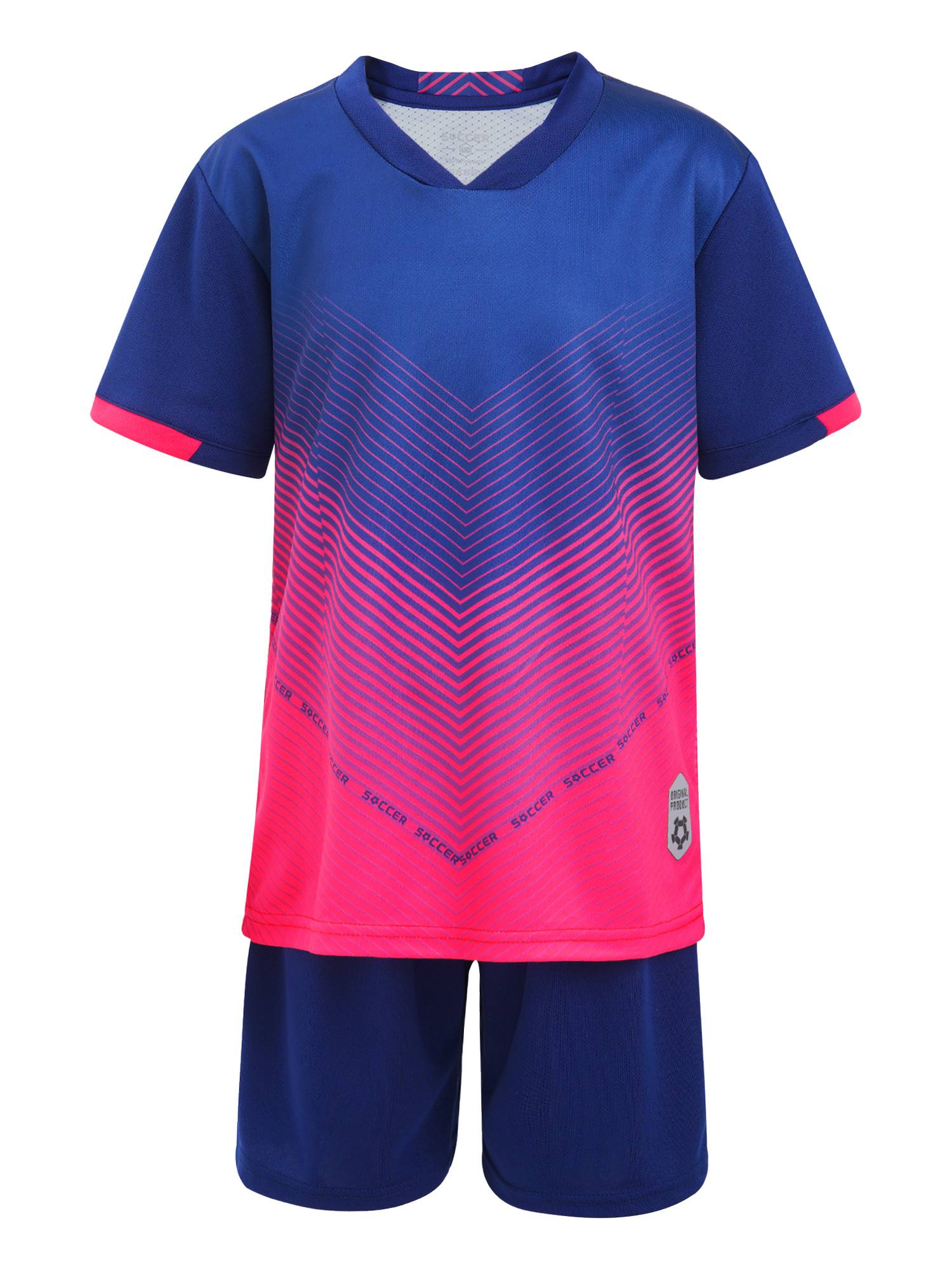 Kids Boys Two Pieces Football Outfits Gradient T-Shirt and Shorts