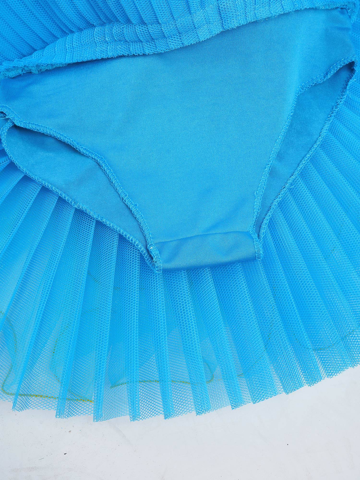 Kids Girls Ruffle Flutter Sleeve Sequin Ballet Dance Tutu Dress