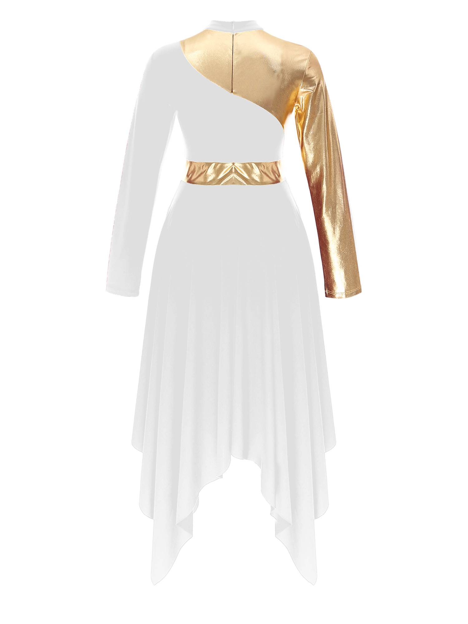 Women Long Sleeve Asymmetrical Worship Dance Dresses