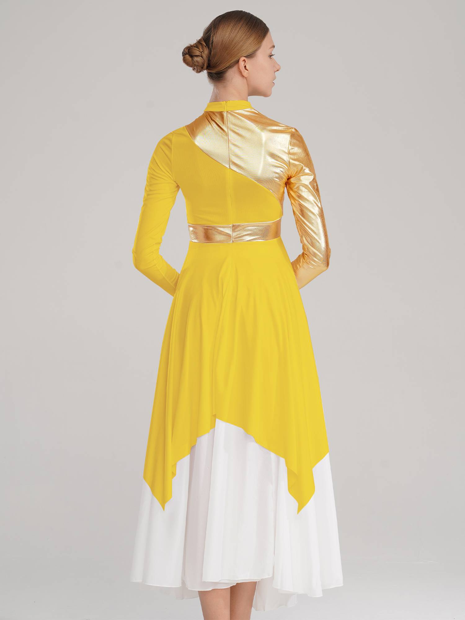 Women Long Sleeve Asymmetrical Worship Dance Dresses