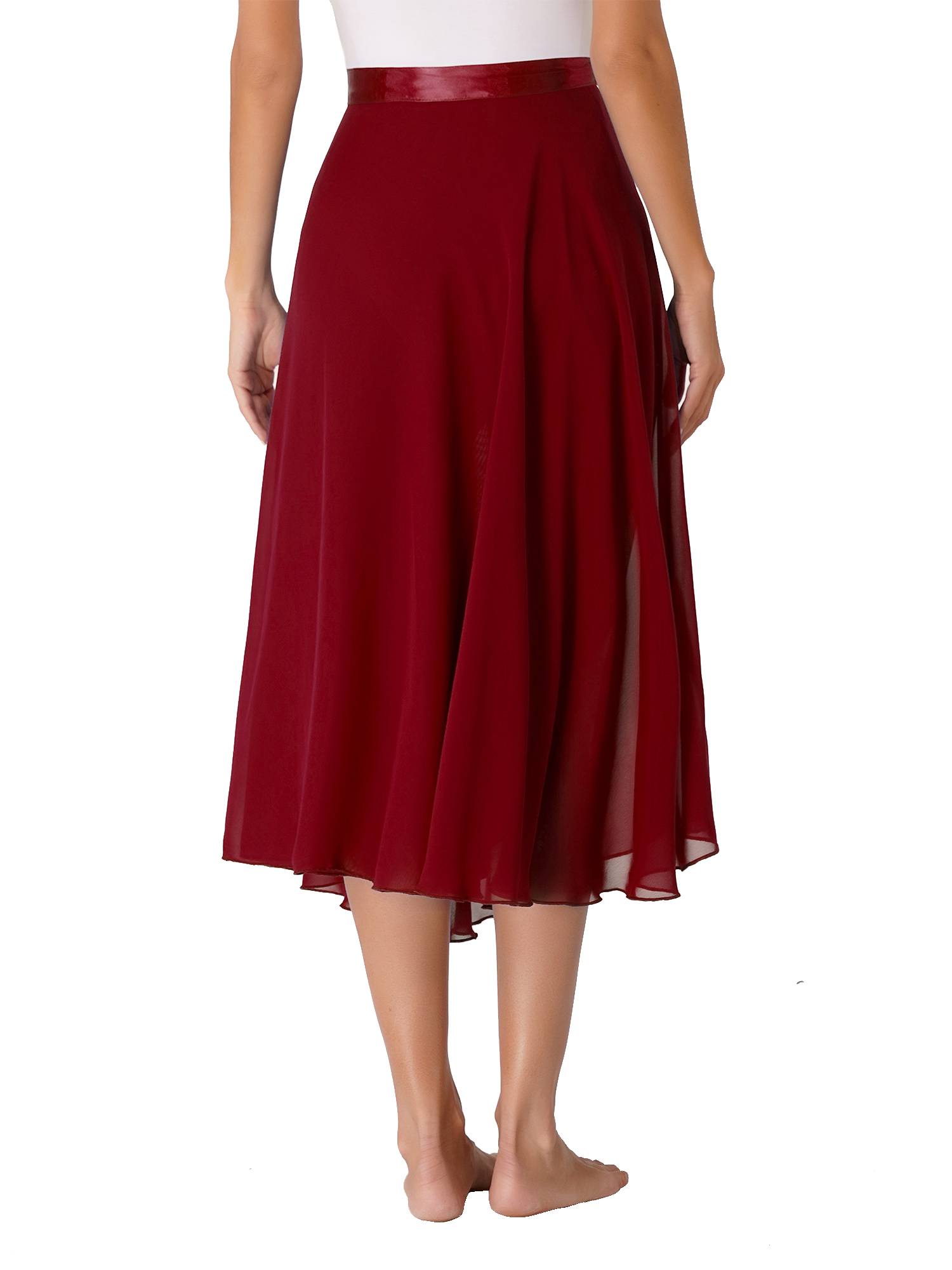 Women Lace-Up Flowy High Waist Contemporary Dance Midi Skirt
