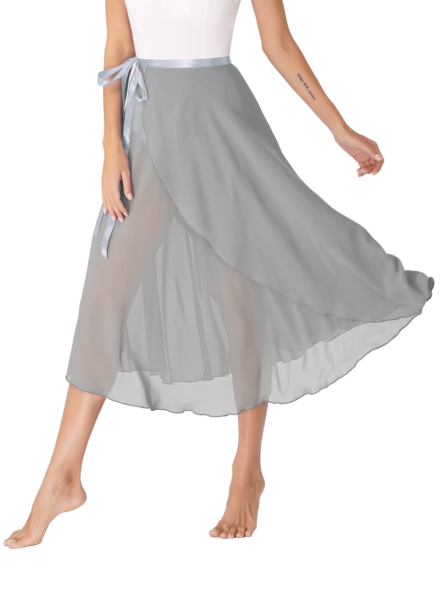 Women Lace-Up Flowy High Waist Contemporary Dance Midi Skirt