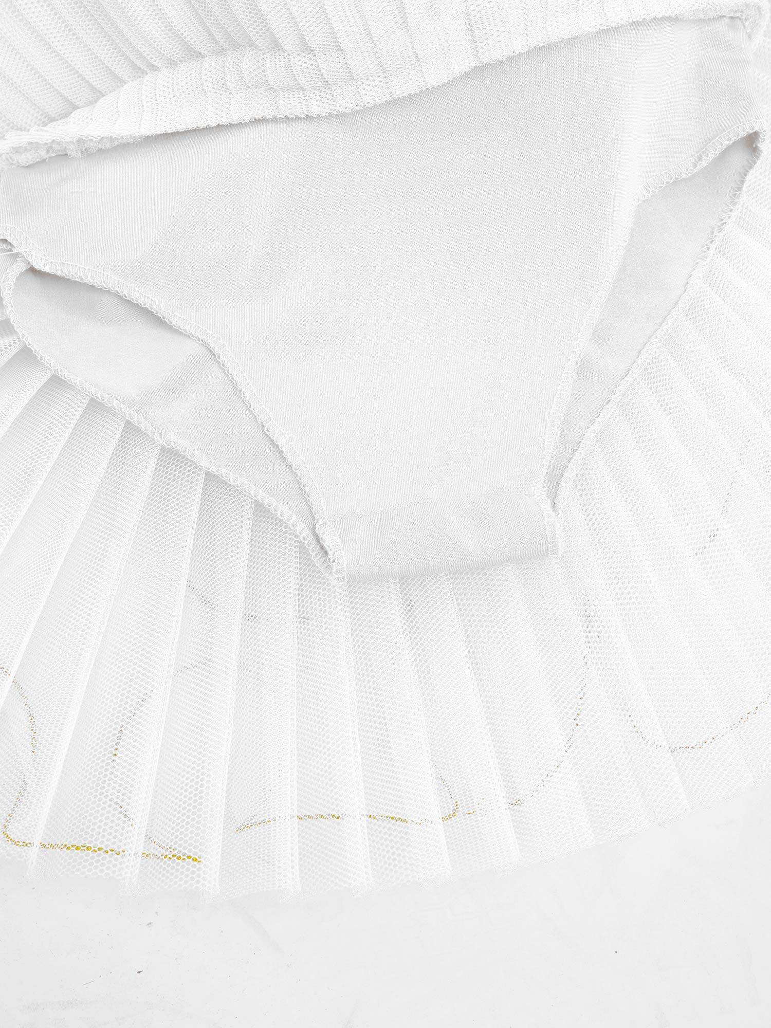 Kids Girls Ruffle Flutter Sleeve Sequin Ballet Dance Tutu Dress