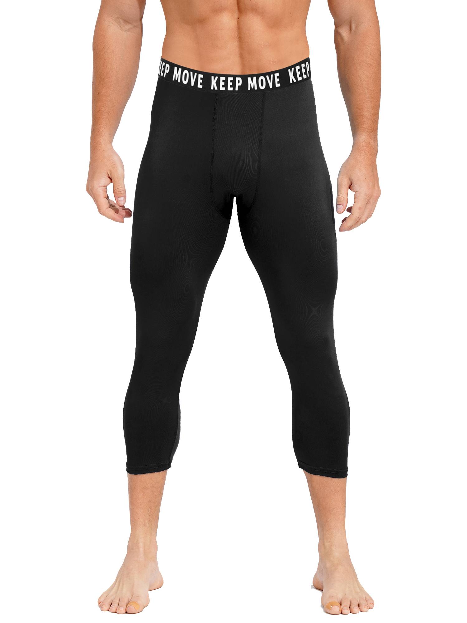 Men Low Waist Skinny Calf Length Moisture-wicking Sports Leggings