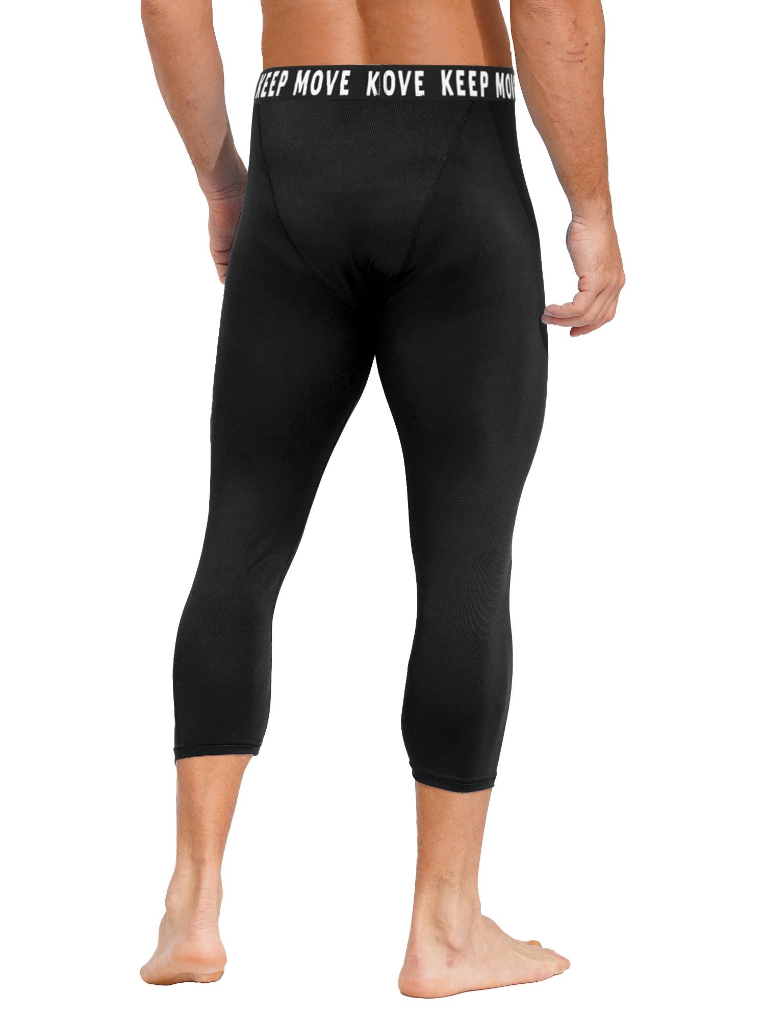 Men Low Waist Skinny Calf Length Moisture-wicking Sports Leggings