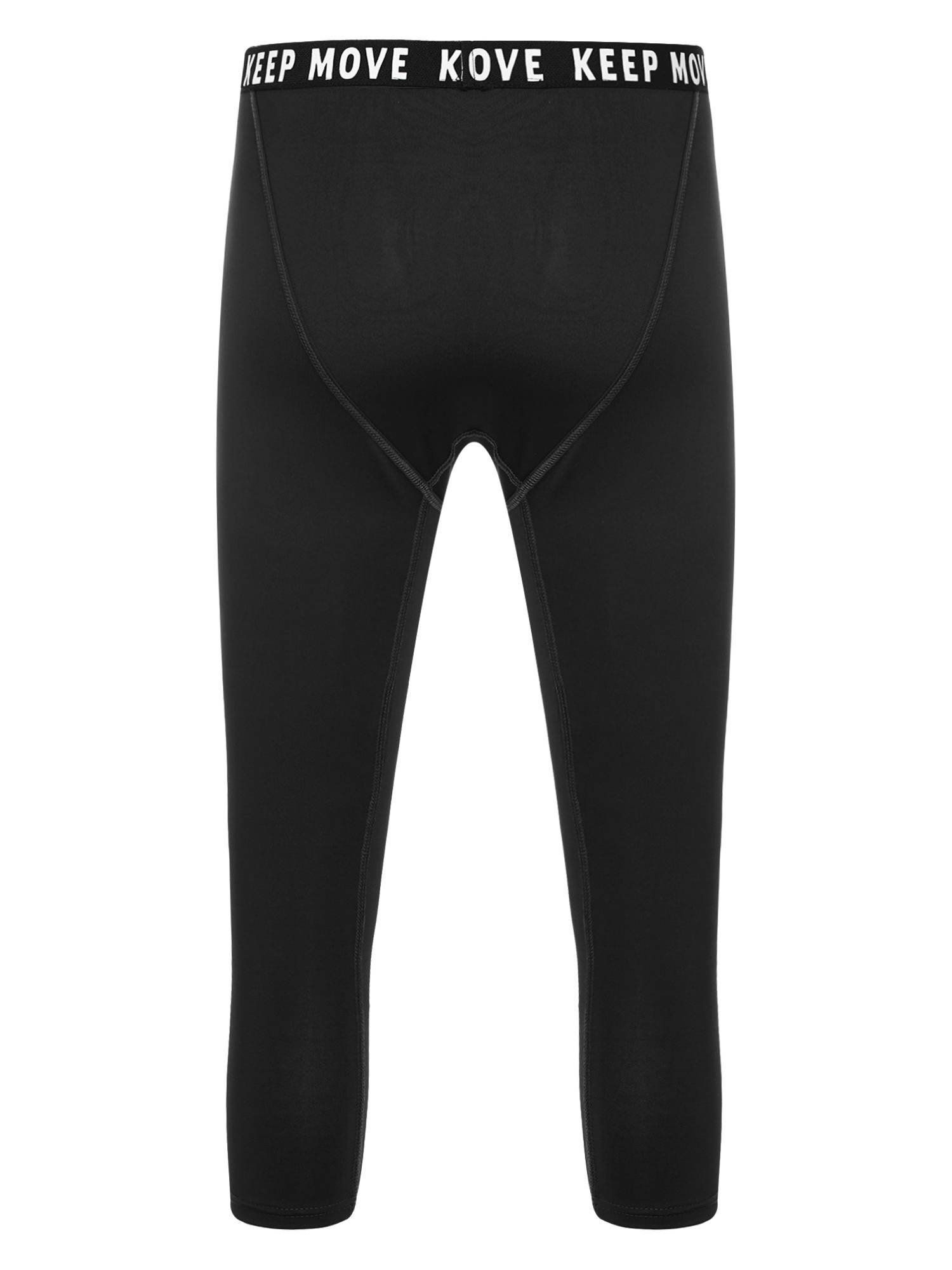 Men Low Waist Skinny Calf Length Moisture-wicking Sports Leggings