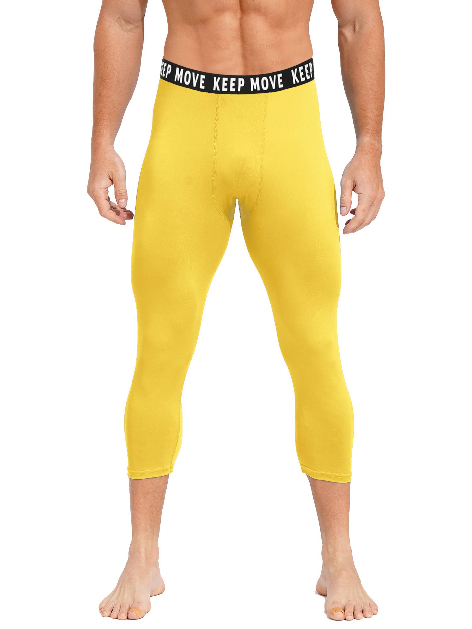 Men Low Waist Skinny Calf Length Moisture-wicking Sports Leggings