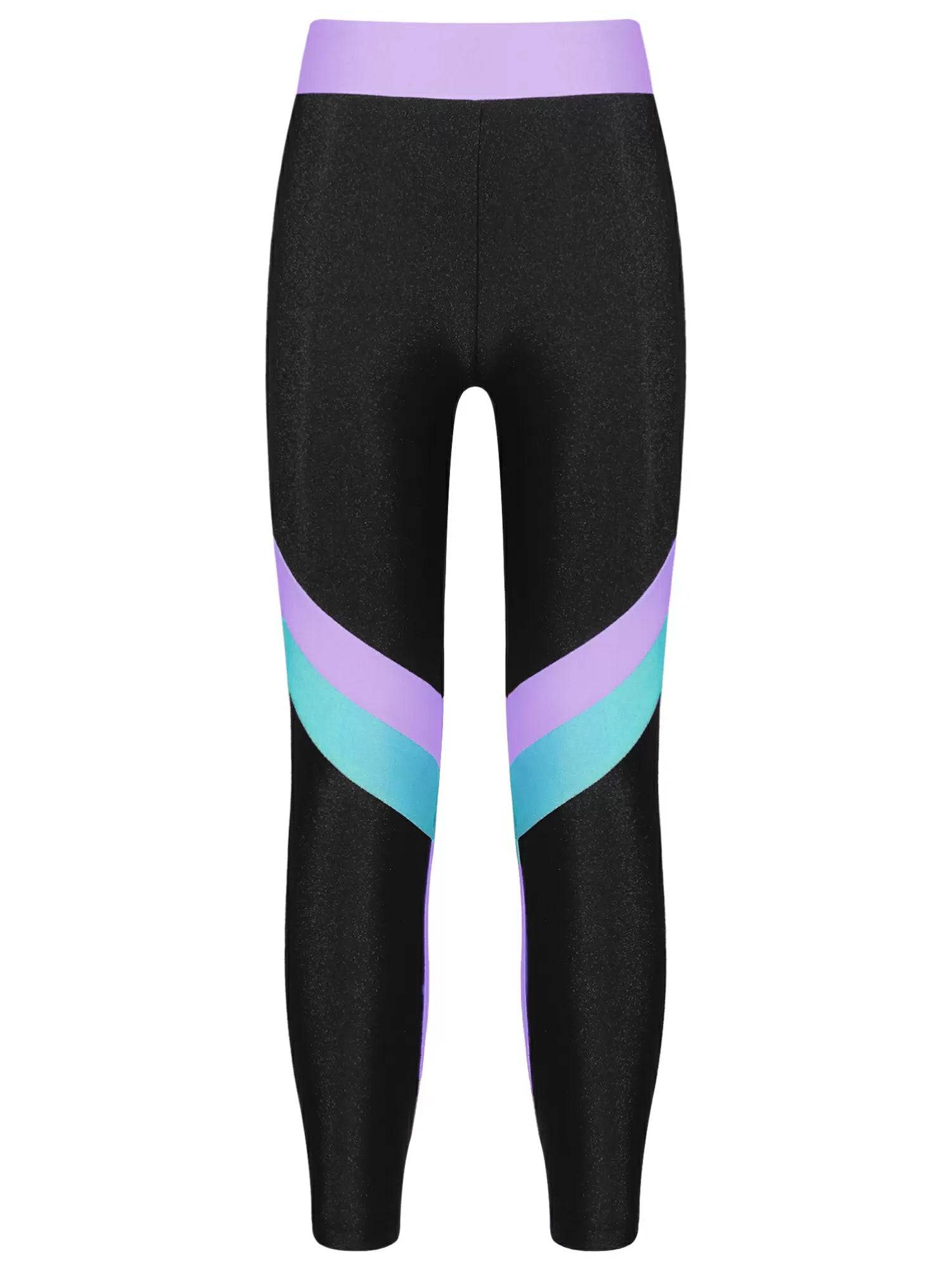 Kids Girls Colorblock Elastic Sport Pants