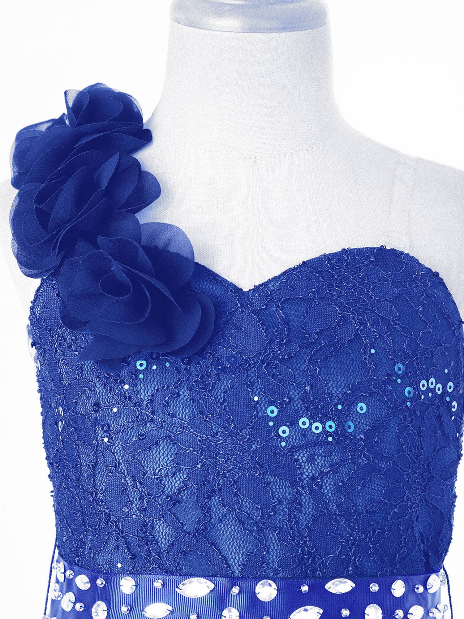 Kids Girls Shiny Beaded Applique Party Dress Sequin Lace Jumpsuit