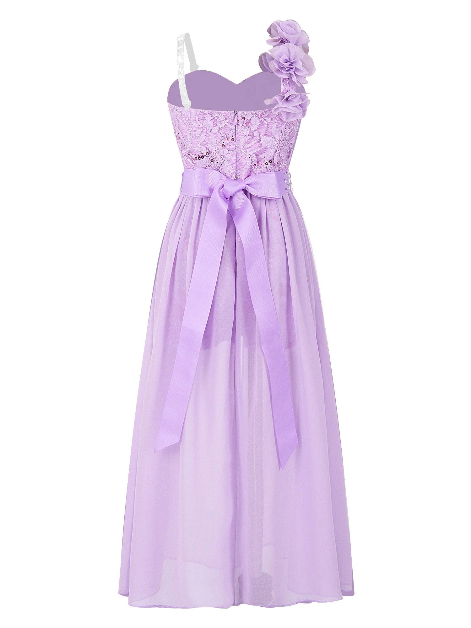 Kids Girls Shiny Beaded Applique Party Dress Sequin Lace Jumpsuit