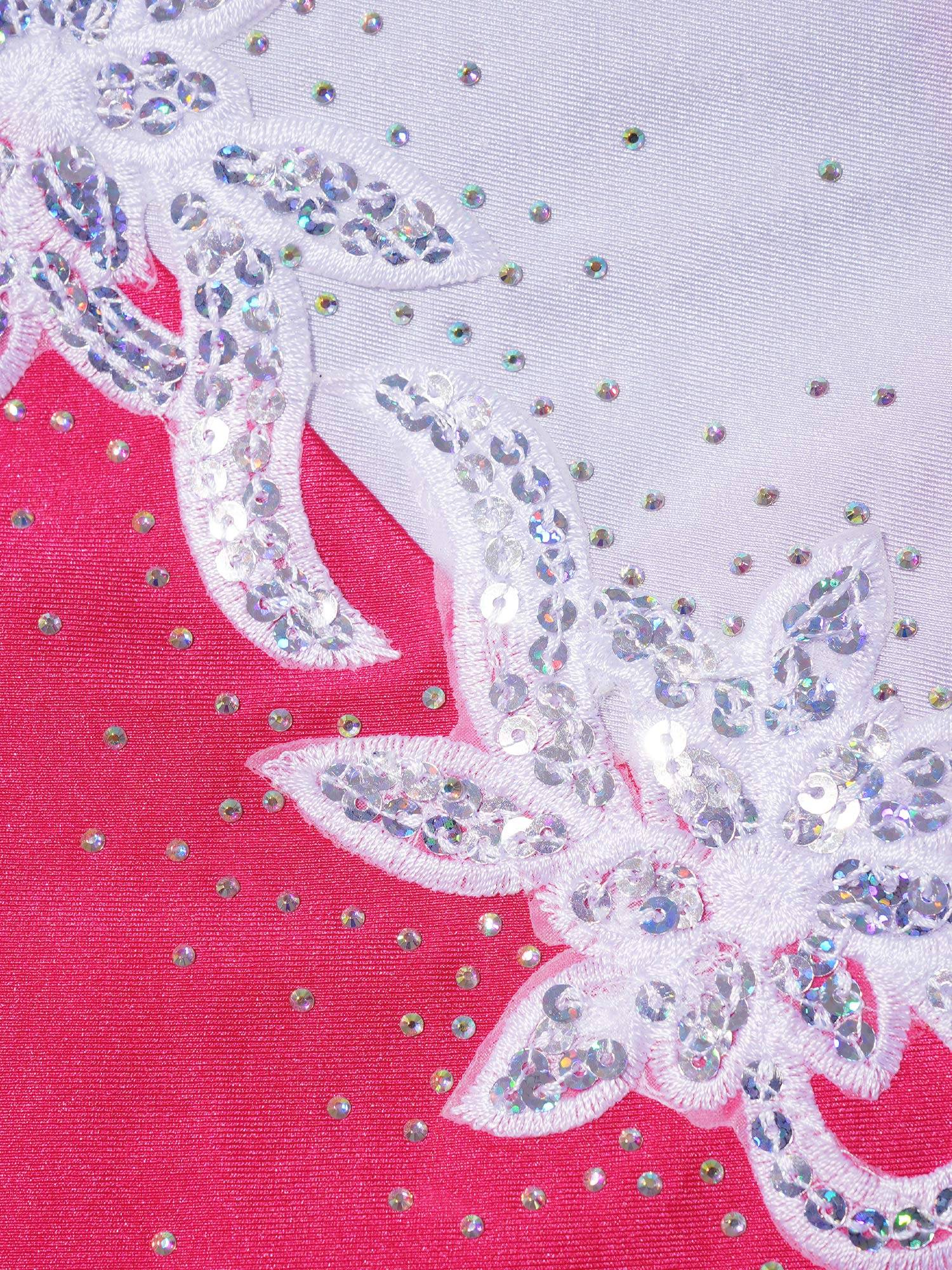 Kids Girls Sleeveless Backless Sequins Beading Skating Dance Dress