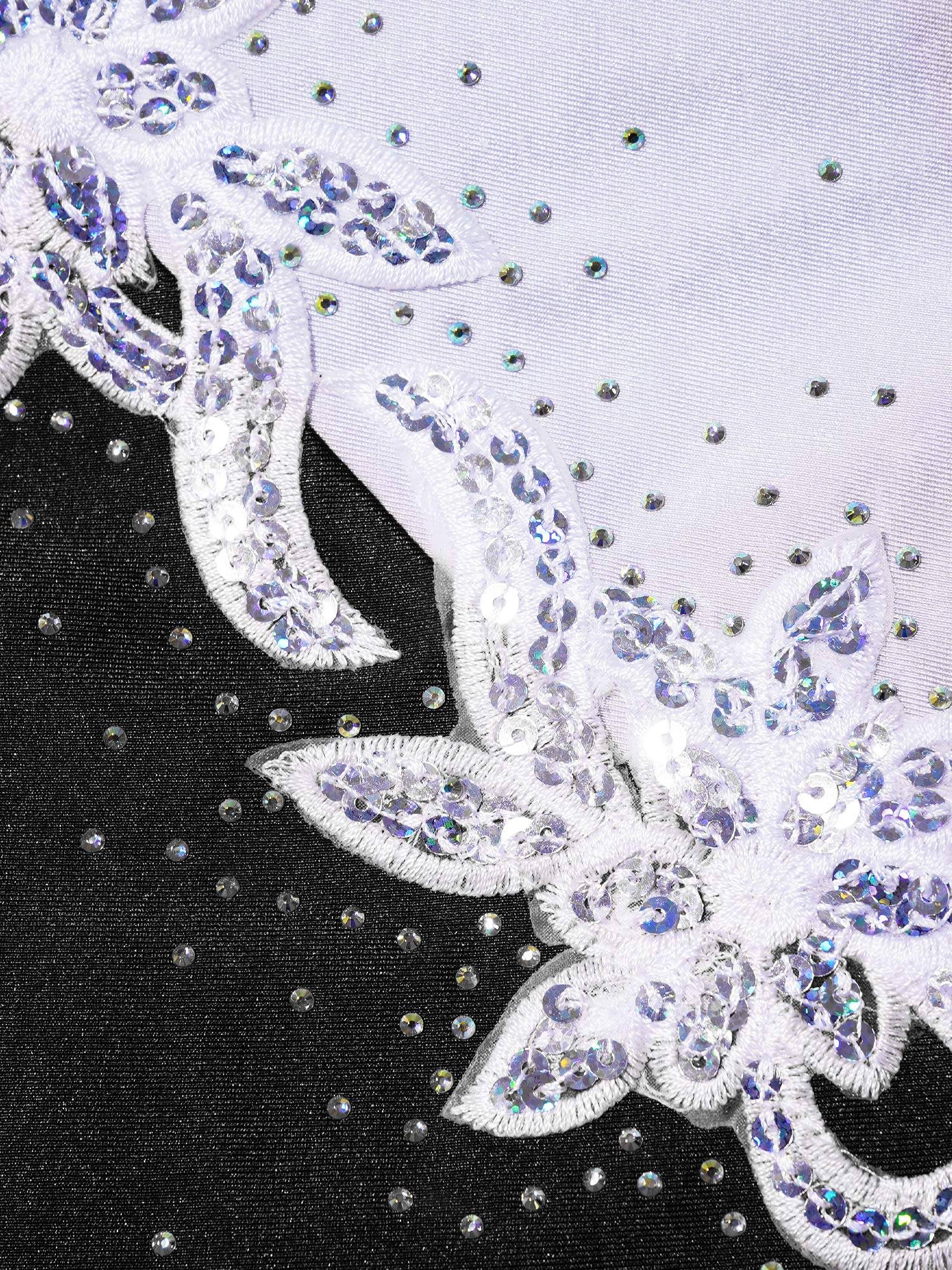 Kids Girls Sleeveless Backless Sequins Beading Skating Dance Dress