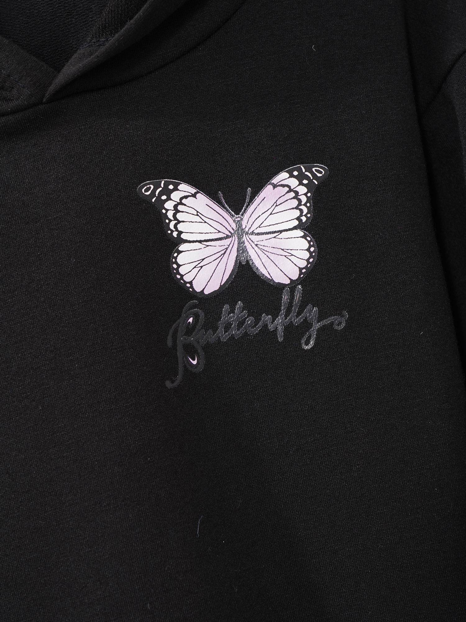Kids Girls Long Sleeves Butterfly Print Cropped Hoodies